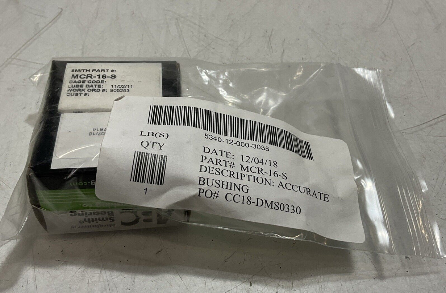 ABC SMITH MCR-16-S CAM 16MM SEALED FOLLOWER BEARING LOT OF 2 U3S