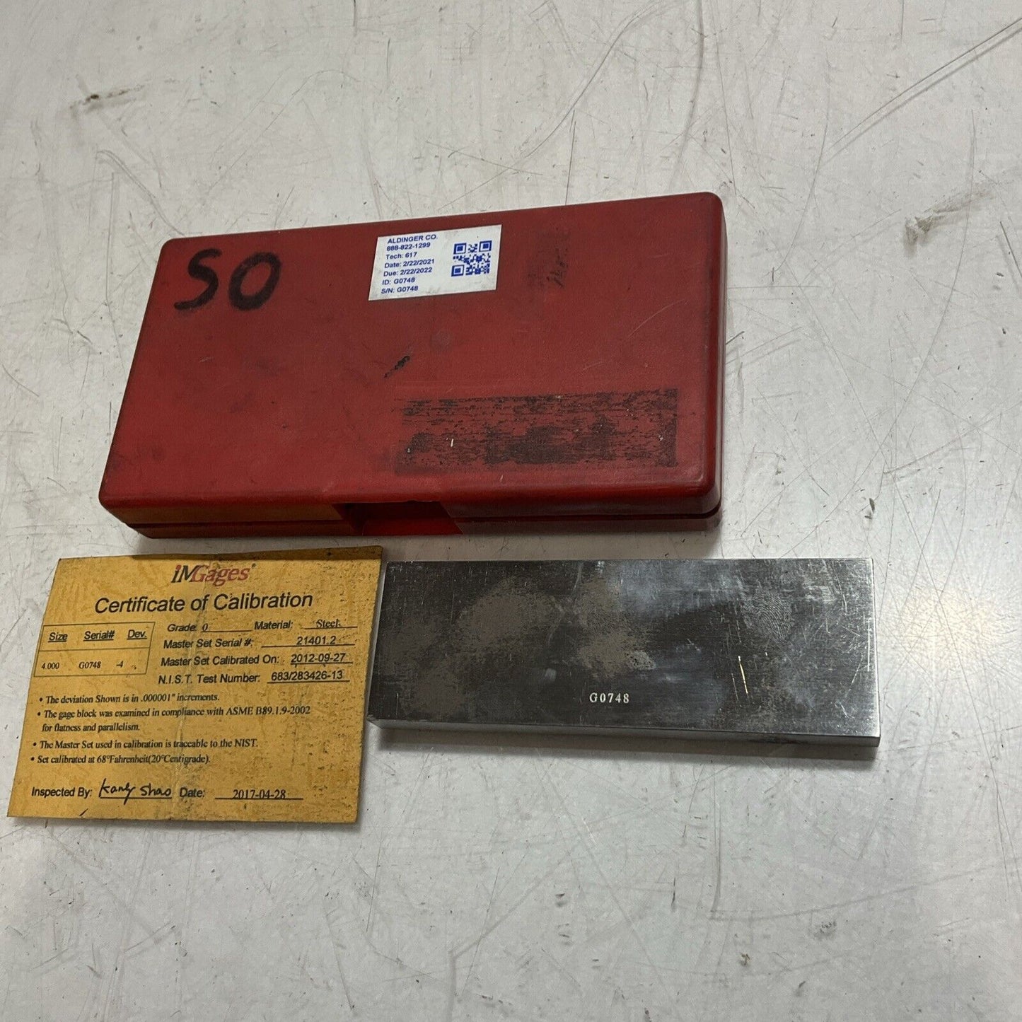 ALDINGER G0748 IMGAGES 4.000 GAGE BLOCK VARIABLE MILLING SPEED U3S