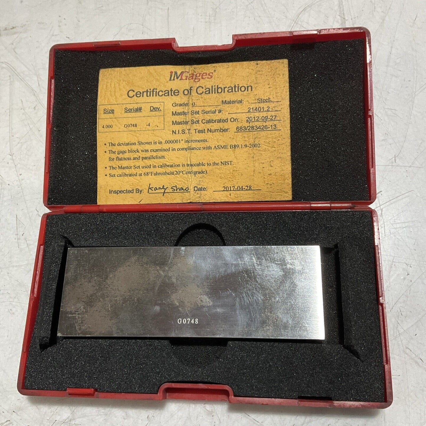 ALDINGER G0748 IMGAGES 4.000 GAGE BLOCK VARIABLE MILLING SPEED U3S