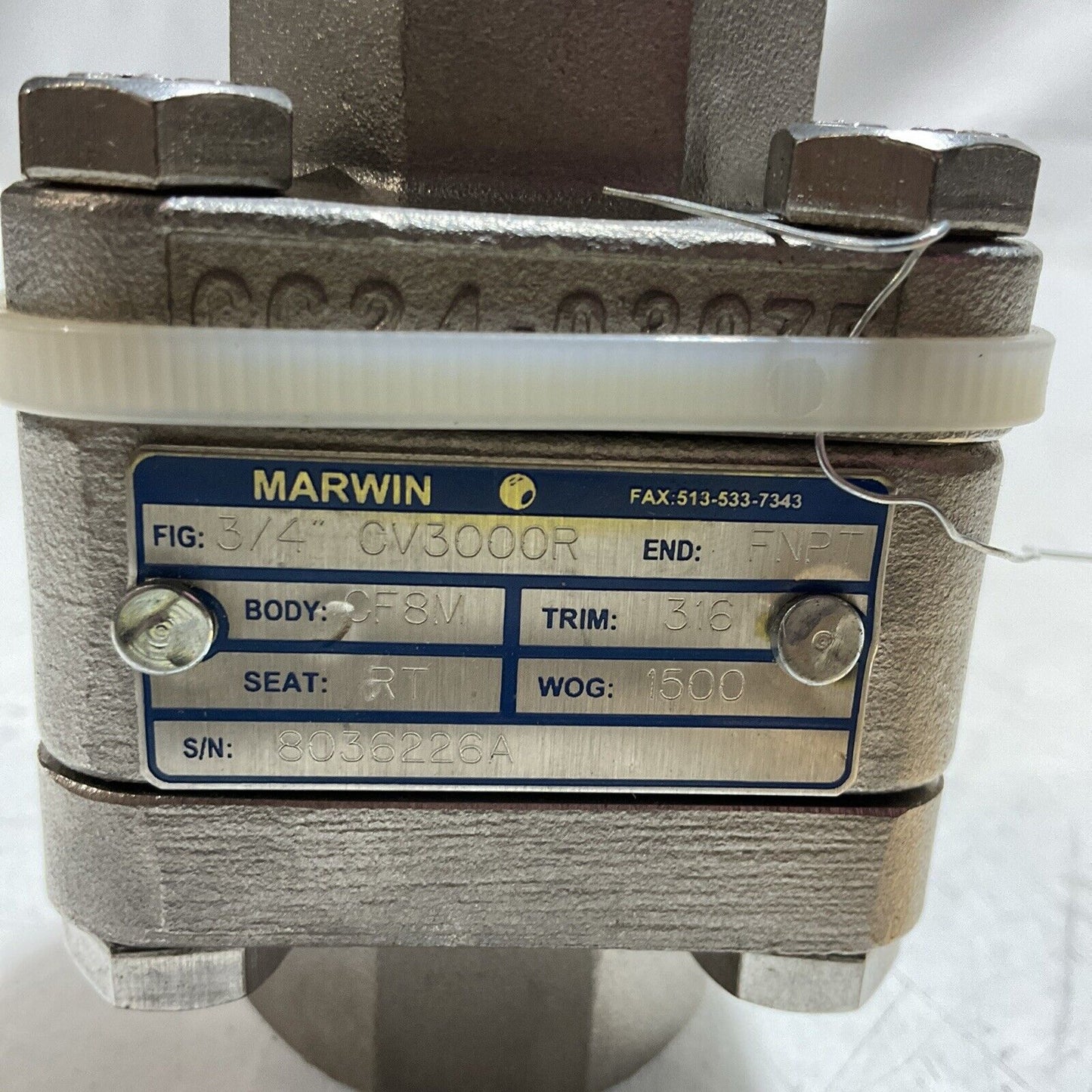 MARWIN CF8M 3/4" BALL VALVE E3G