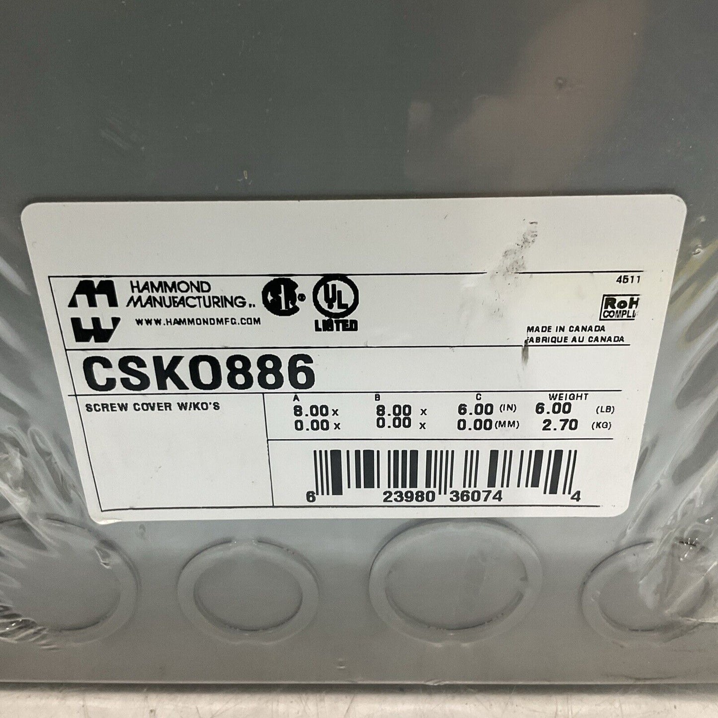 HAMMOND CSK0886 ENCLOSURE TYPE 1 U3S