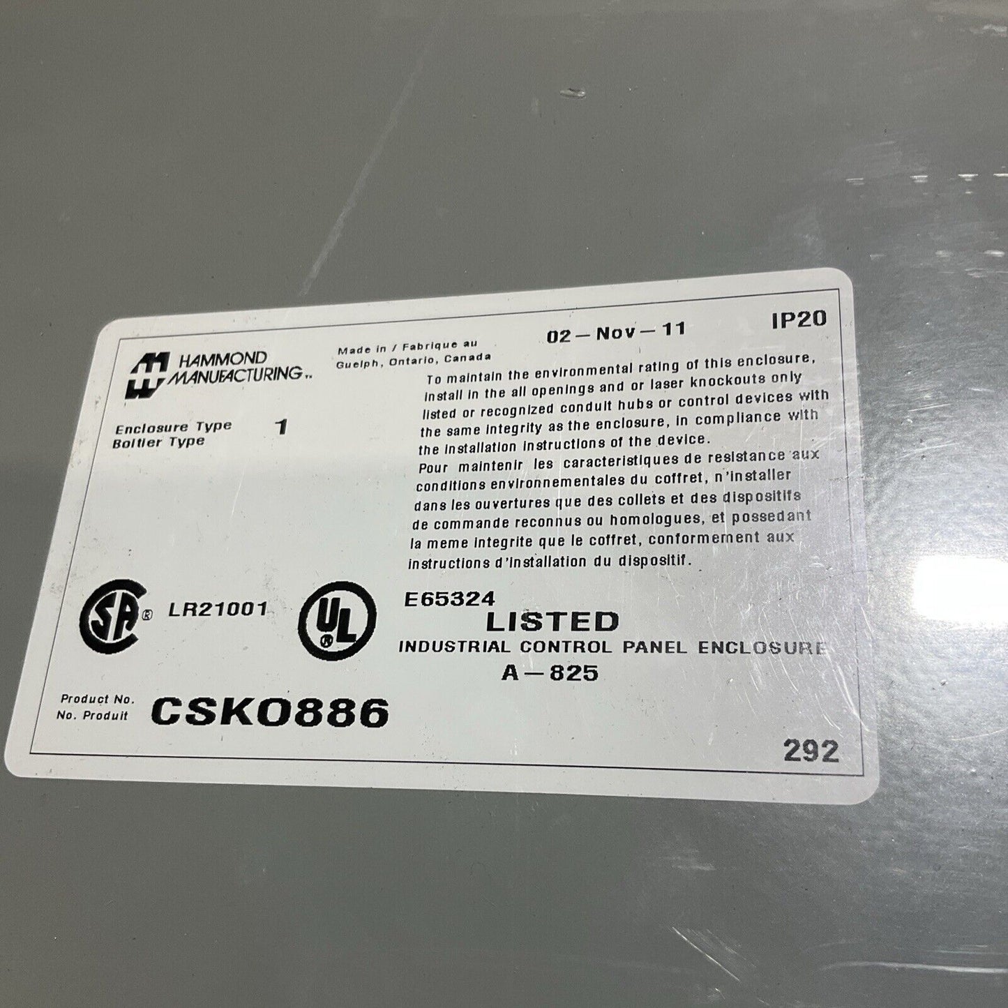 HAMMOND CSK0886 ENCLOSURE TYPE 1 U3S