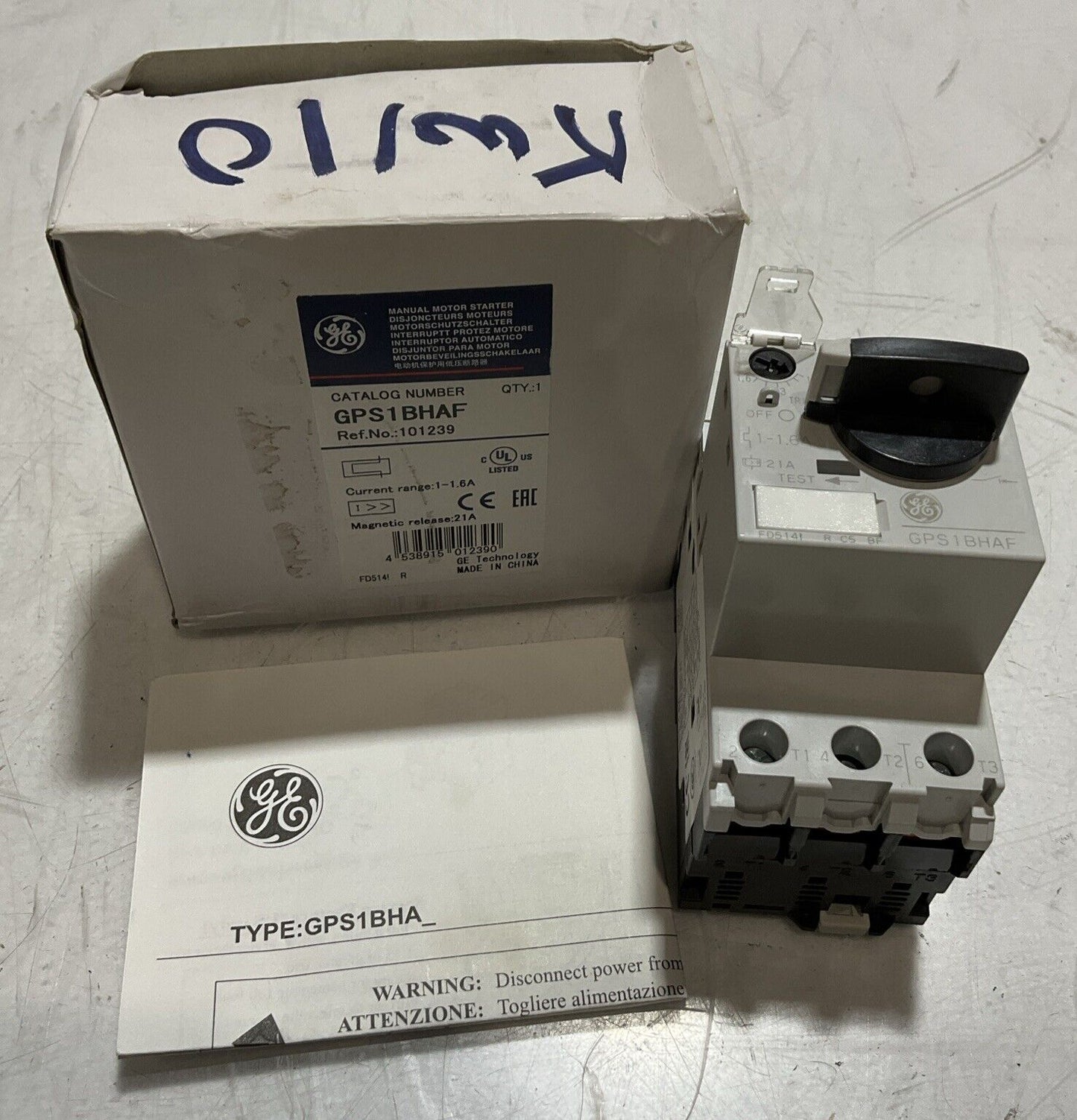 GE GPS1BHAF MANUAL MOTOR STARTER LOT OF 2 E3G