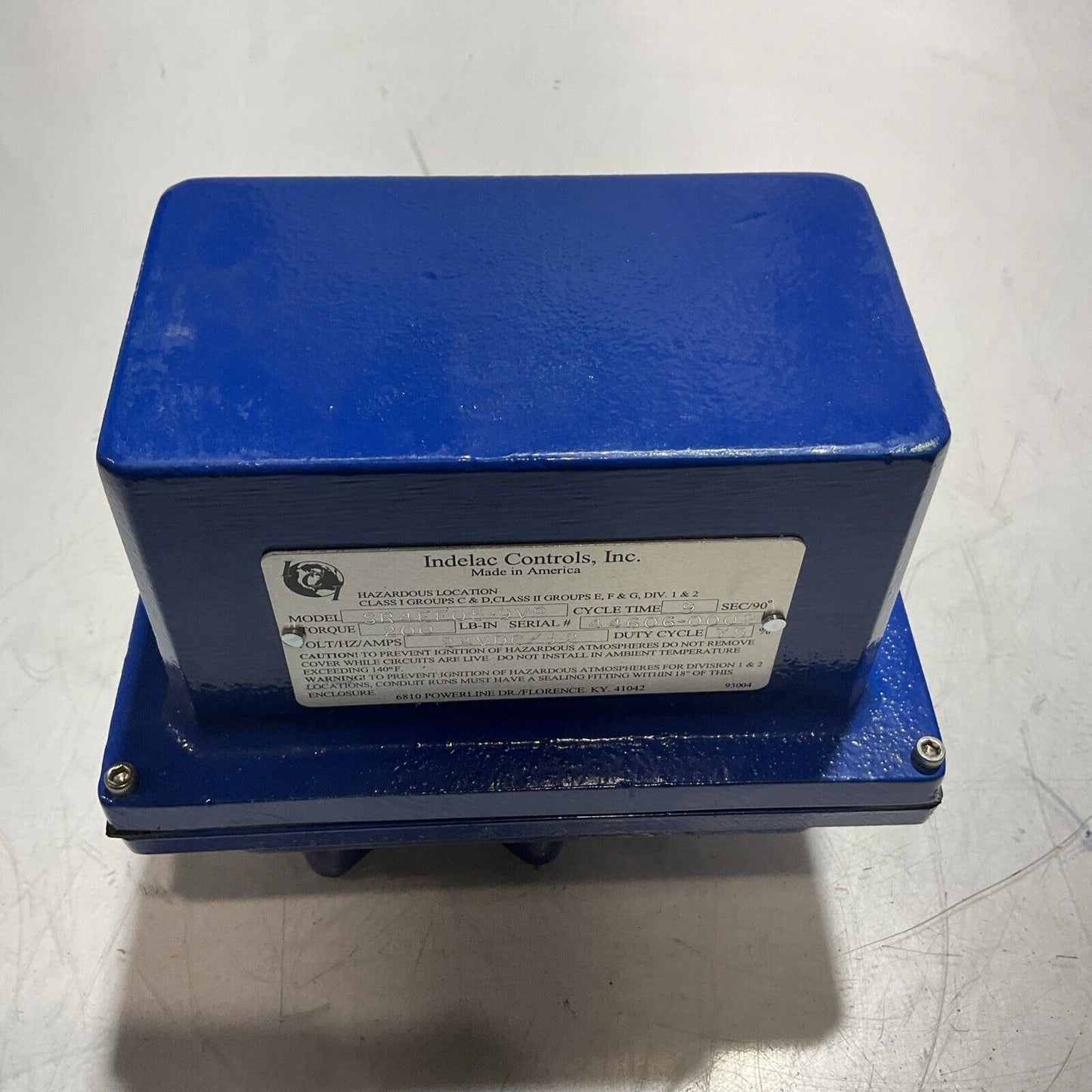 INDELAC CONTROLS SR4EF05-9VP 24VDC ACTUATOR TURQUE 9SEC/90 CYCLE TIME E3G