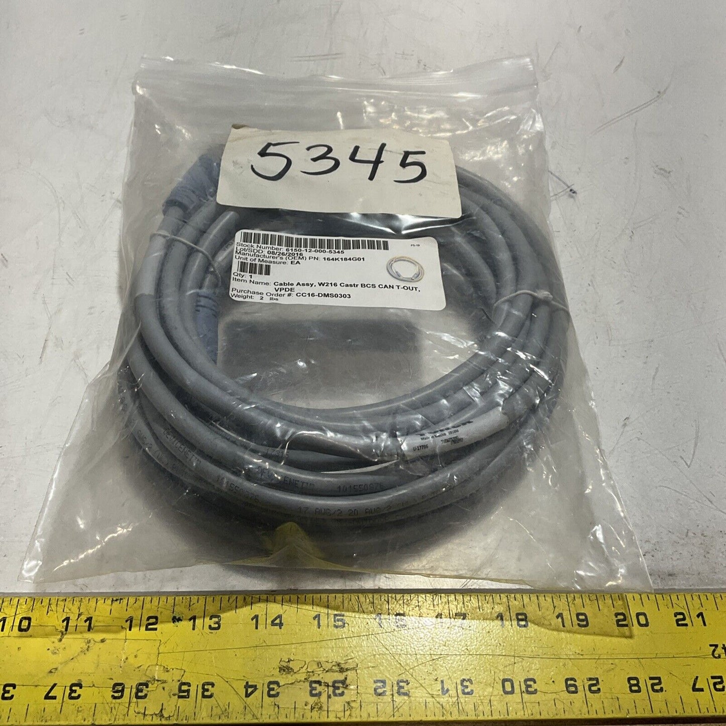TURCK U-17796 CABLE ASSEMBLY W216 CASTR BCS CAN T-OUT LOT OF 2 U3S