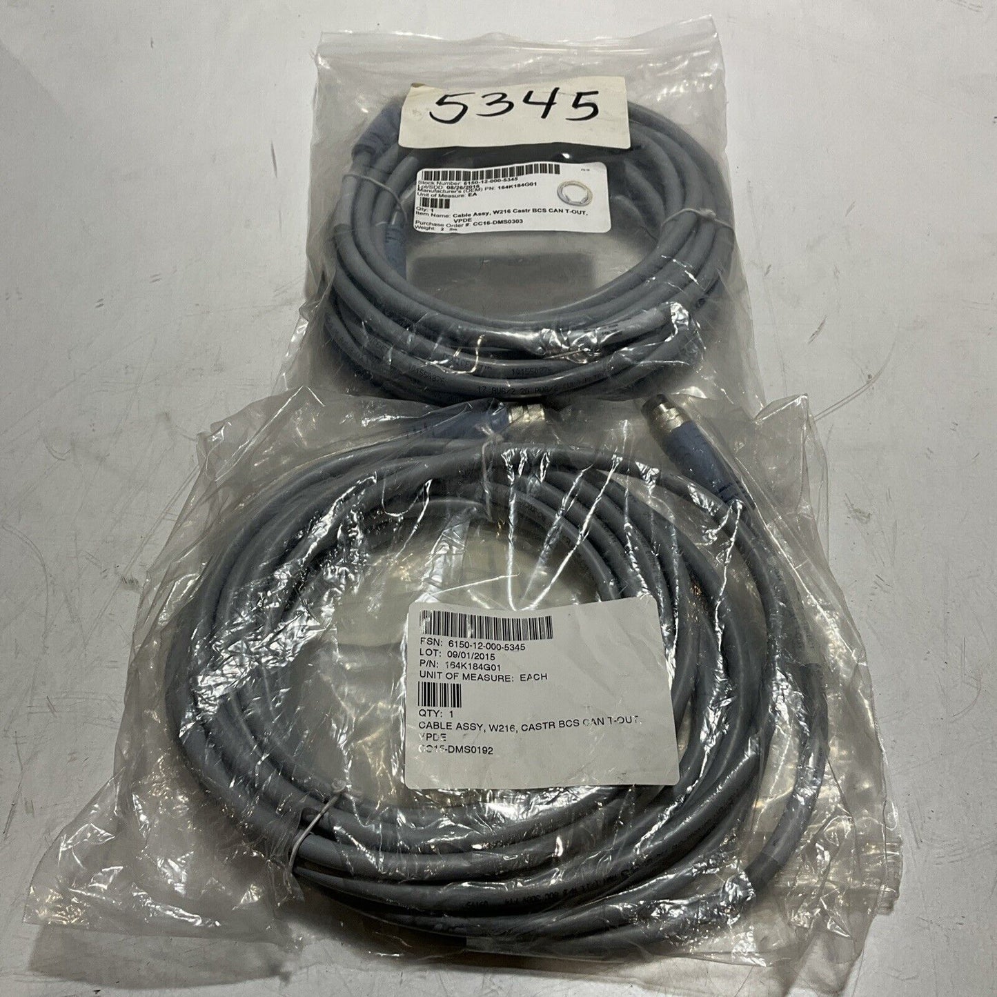 TURCK U-17796 CABLE ASSEMBLY W216 CASTR BCS CAN T-OUT LOT OF 2 U3S