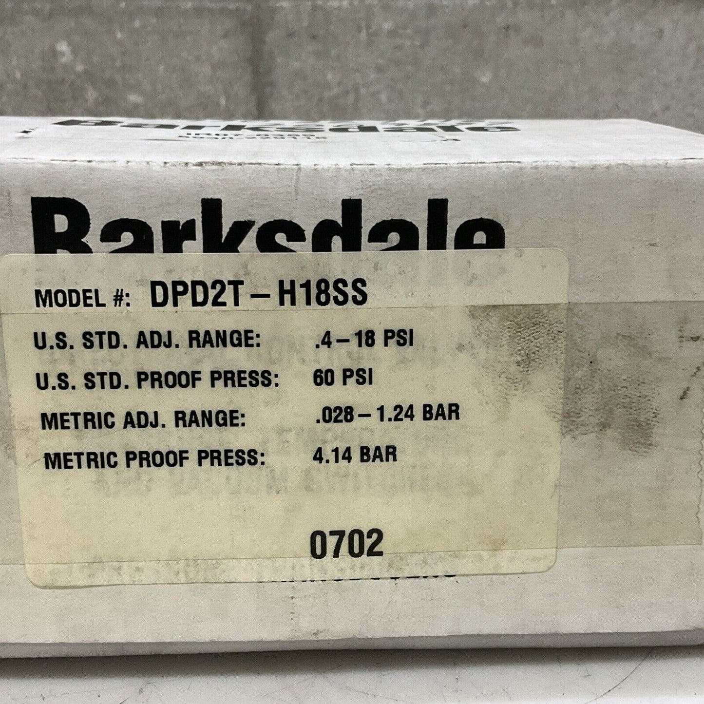 BARKSDALE DPD2T-H18SS PRESSURE VACUUM SWITCH 60 PSI 4.14 BAR