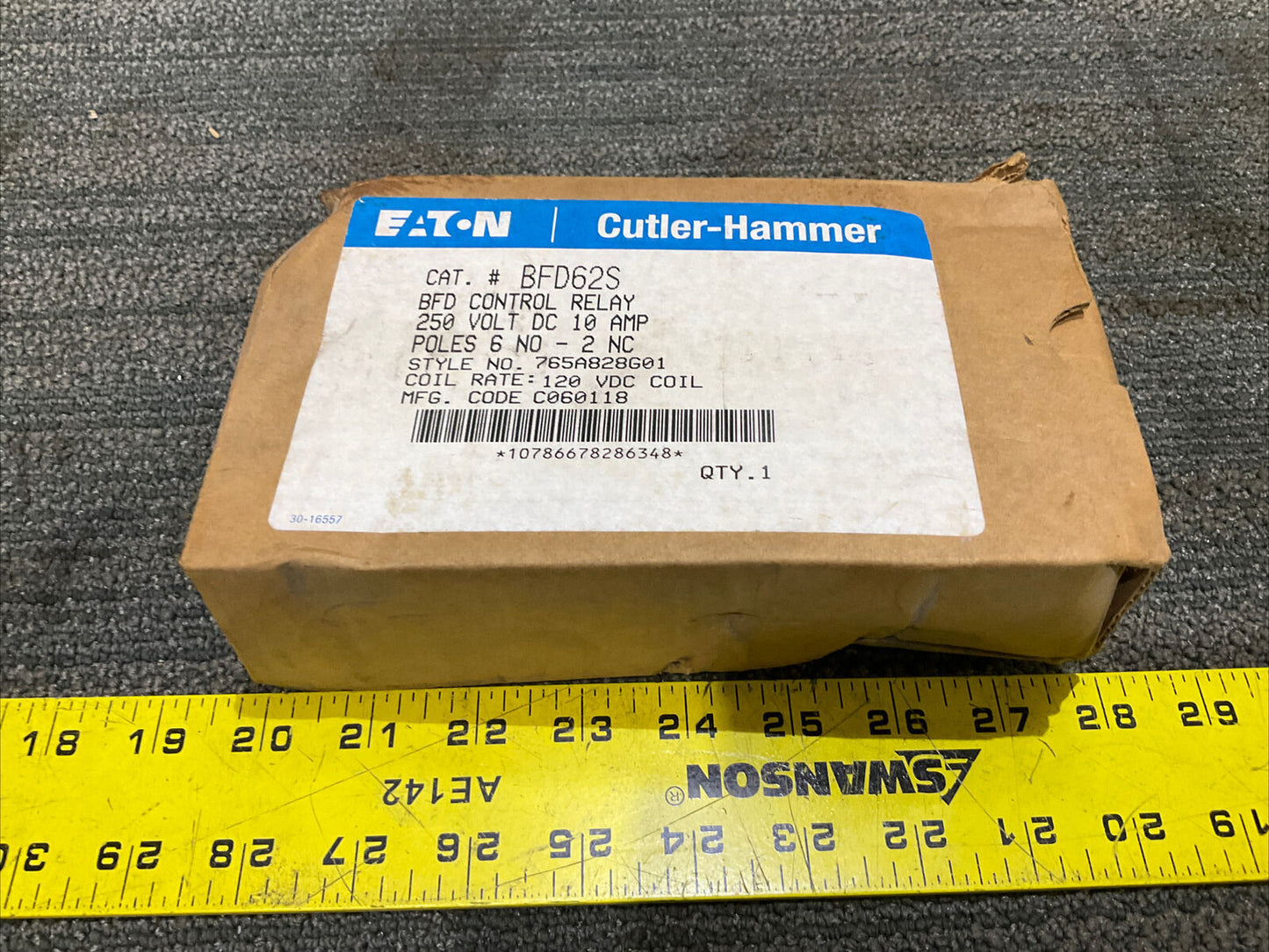 EATON CUTLER HAMMER BFD62S 765A828G01 CONTROL RELAY SOCKET 250V 10A 6 POLE 678