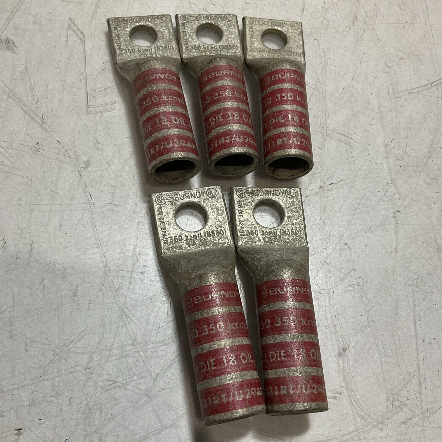 BURNDY N350 RED DIE 324/18 COMPRESSION LUG LOT OF 5 U3S