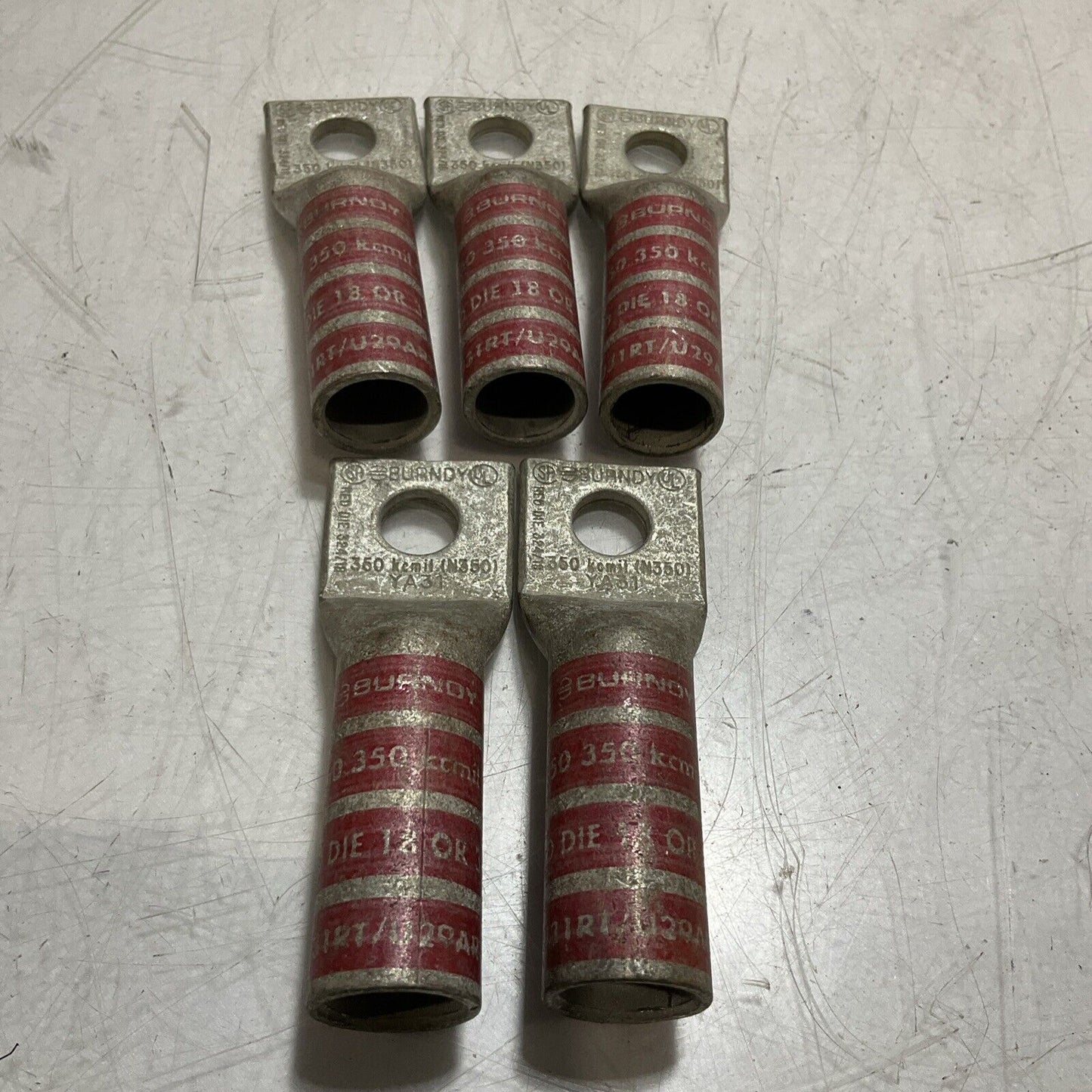 BURNDY N350 RED DIE 324/18 COMPRESSION LUG LOT OF 5 U3S
