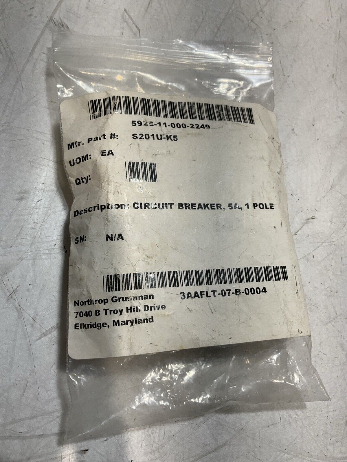 ABB S201UK-5A CIRCUIT BREAKER 5A 1 POLE U3S