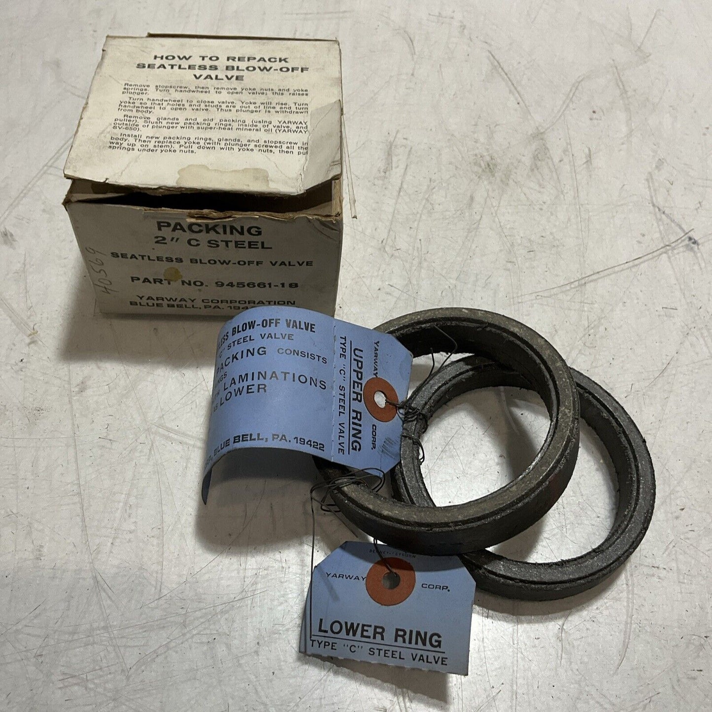 YARWAY 945661-18 PACKING 2”C STEEL SEATLESS BLOW-OFF VALVE U3S