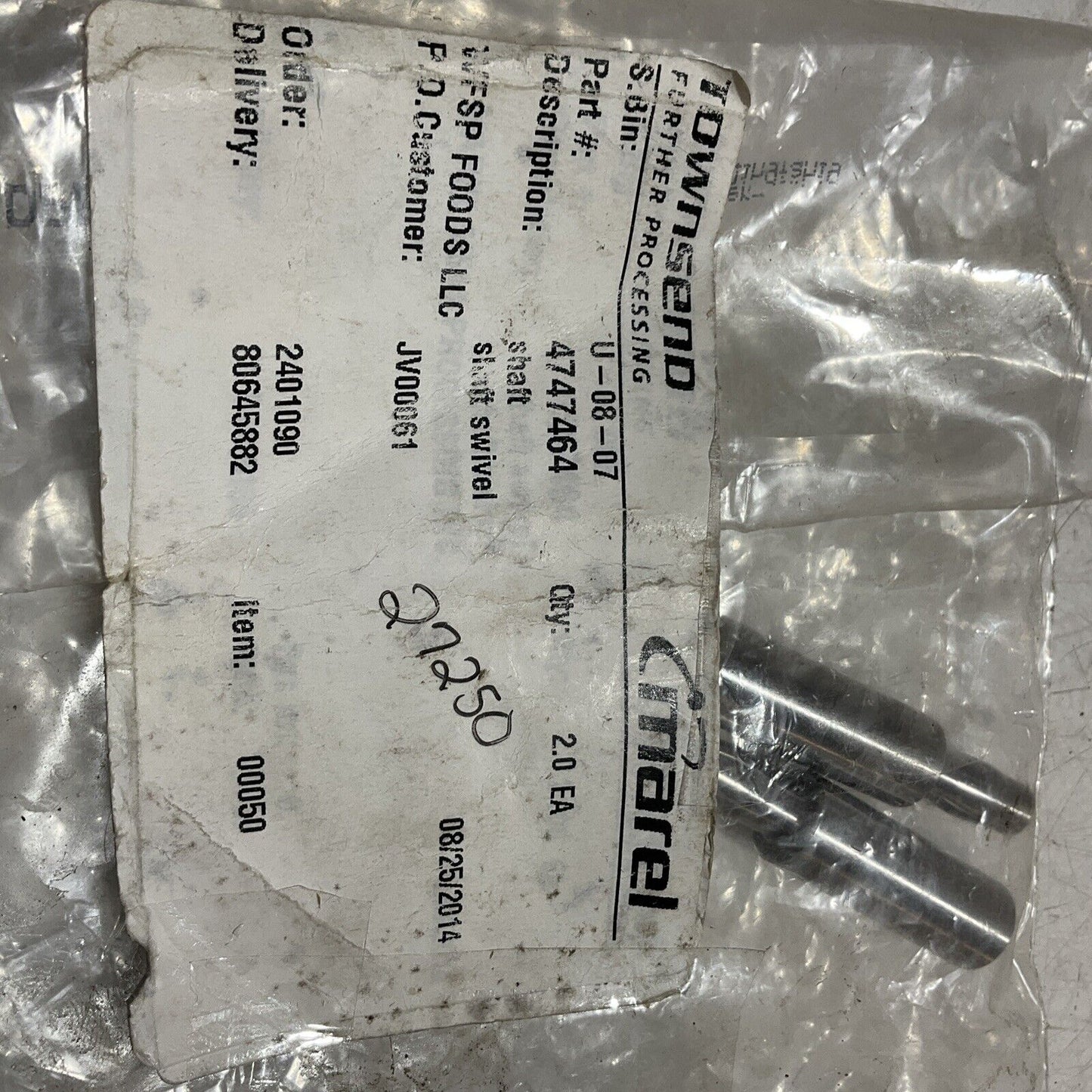 TOWNSEND MAREL 4747464 U-08-07 SHAFT SWIVEL LOT OF 2 U3S