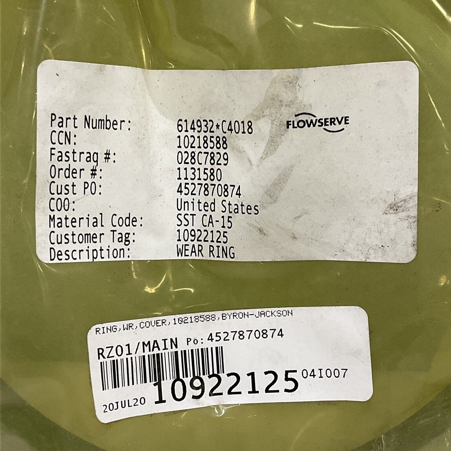 FLOWSERVE 614932*C4018 BYRON-JACKSON 614932 10218588 WEAR RING 678