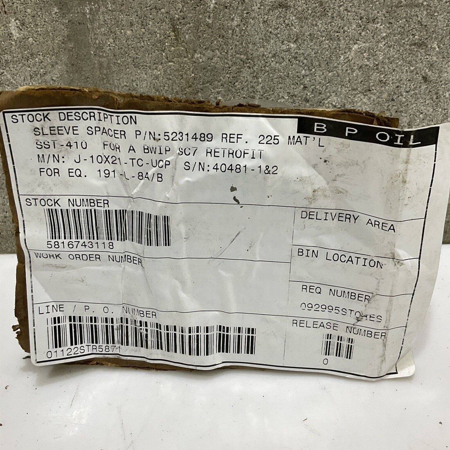 BWIP 5231489 SLEEVE SPACER 678