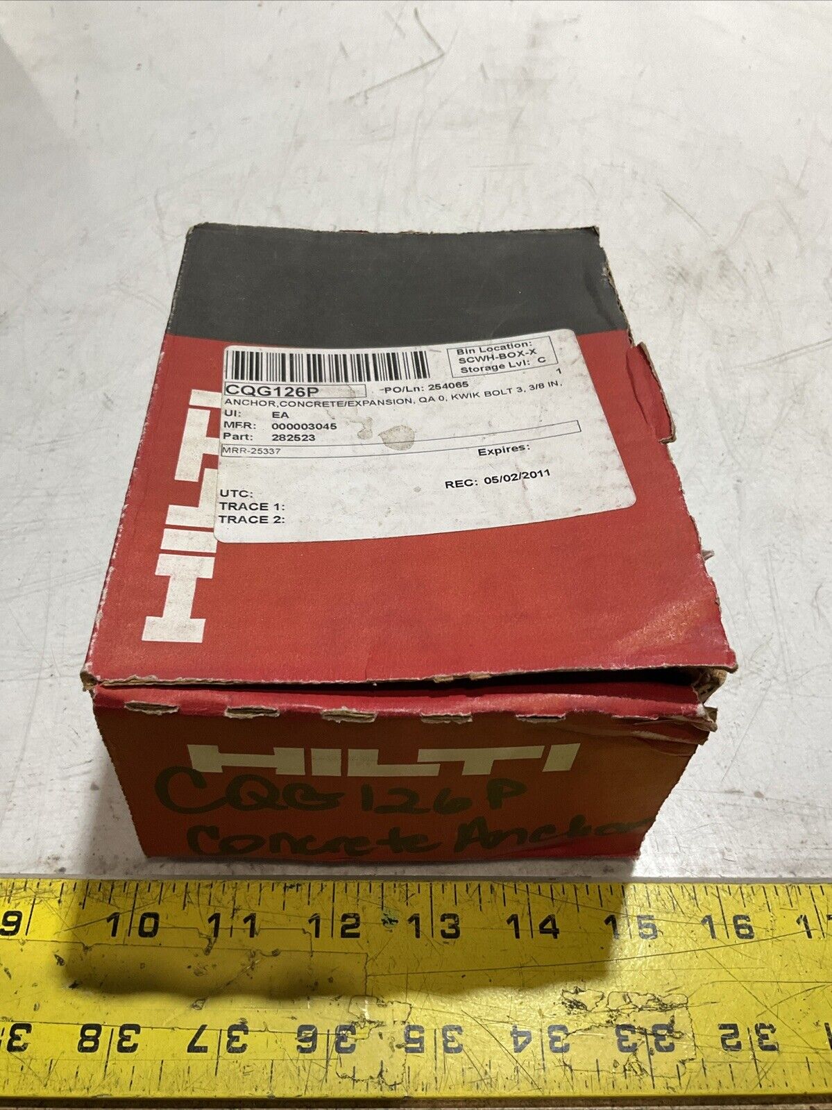 HILTI 282523 ANCHOR CONCRETE/EXPANSION KWIK BOLT 3 3|8 IN 50KB3 3/8X33/4 U3S