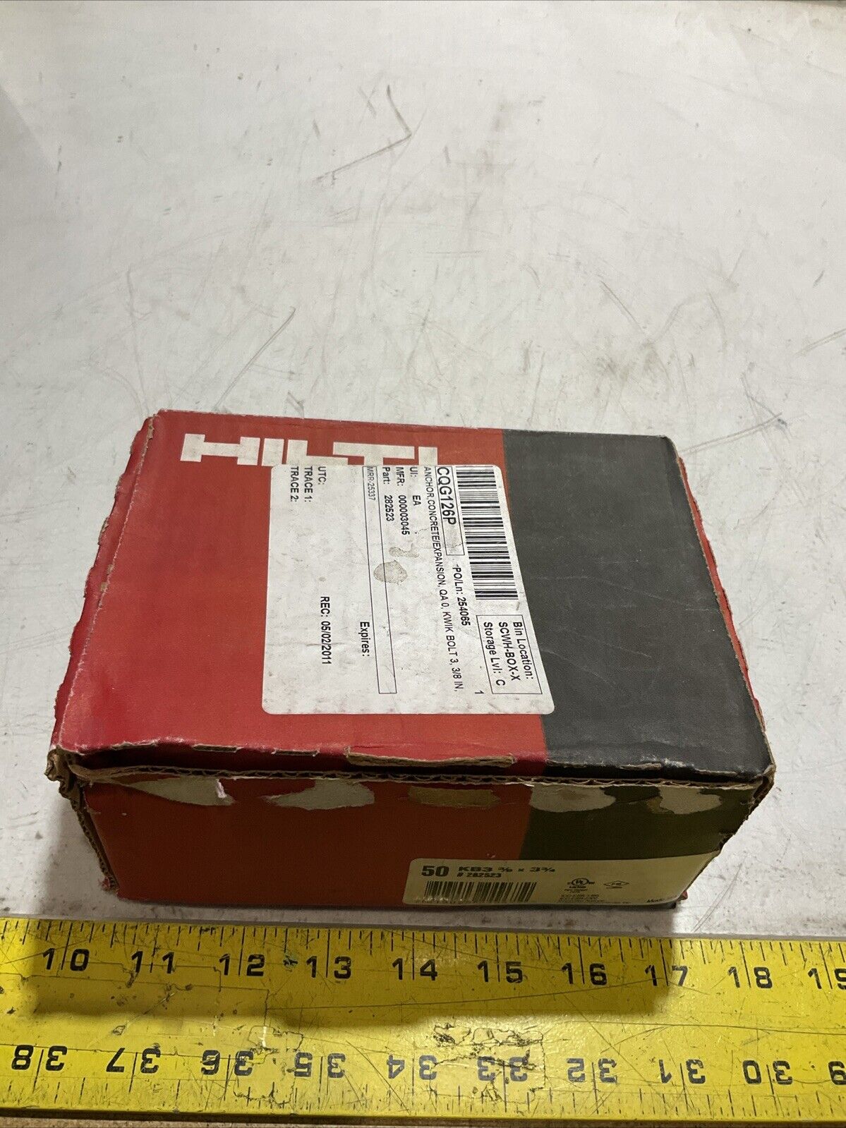 HILTI 282523 ANCHOR CONCRETE/EXPANSION KWIK BOLT 3 3|8 IN 50KB3 3/8X33/4 U3S
