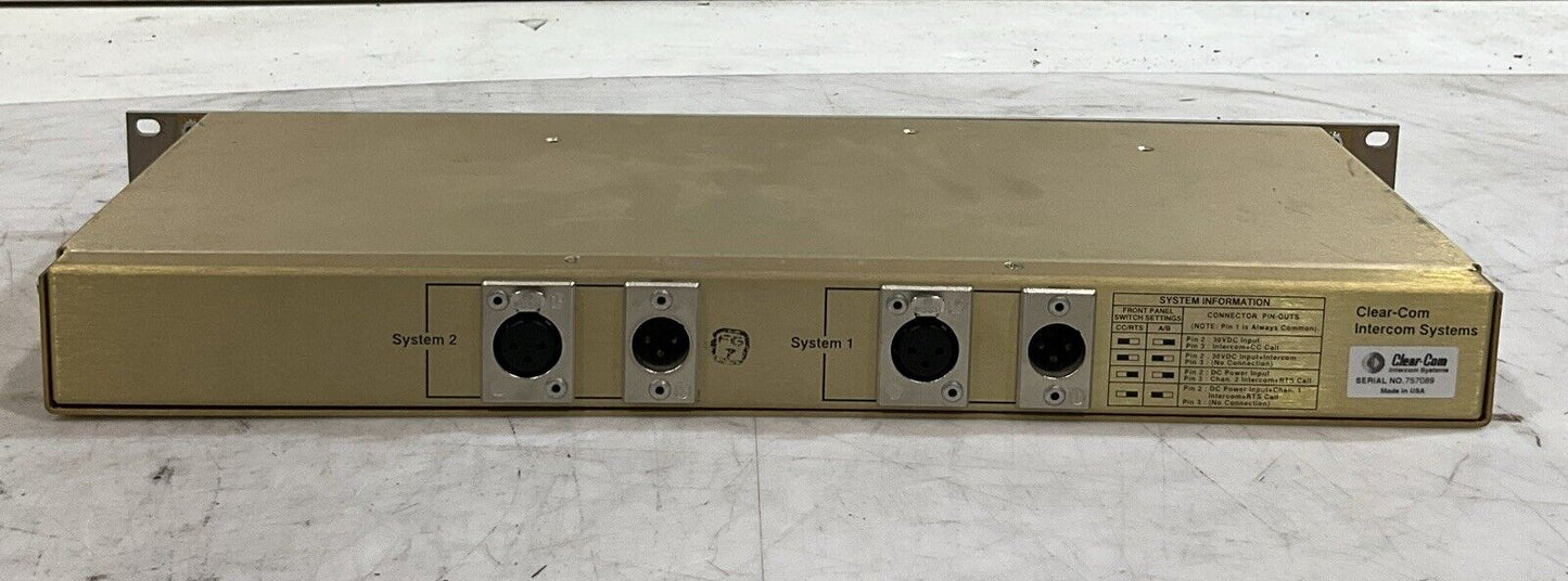 CLEAR-COM TW-12B INTERCOM INTERFACE SYSTEM CONNECTOR PIN-OUTS PANELS T9A