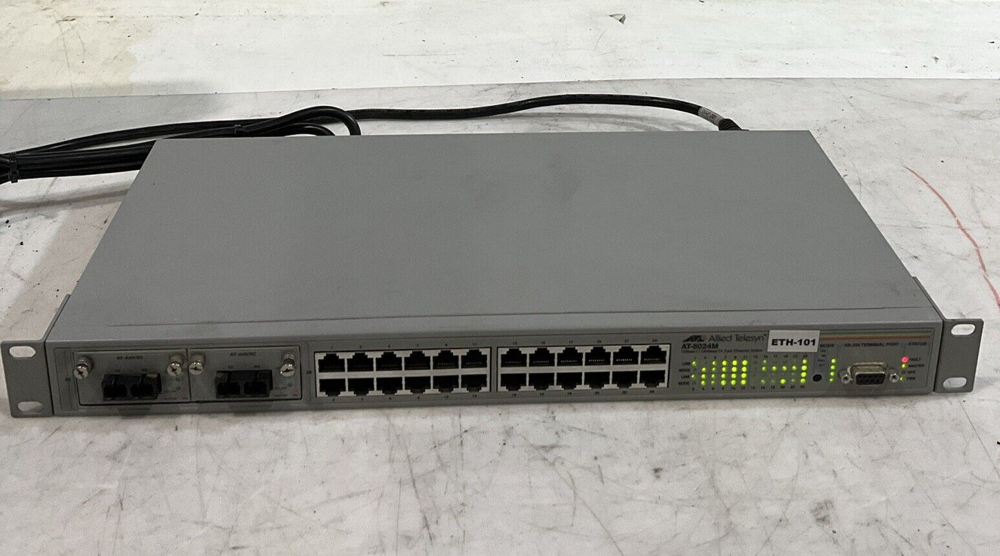 ALLIED TELESYN AT-8024M 10BASED-T100BASE-TX FAST SWITCH 240VAC T9A