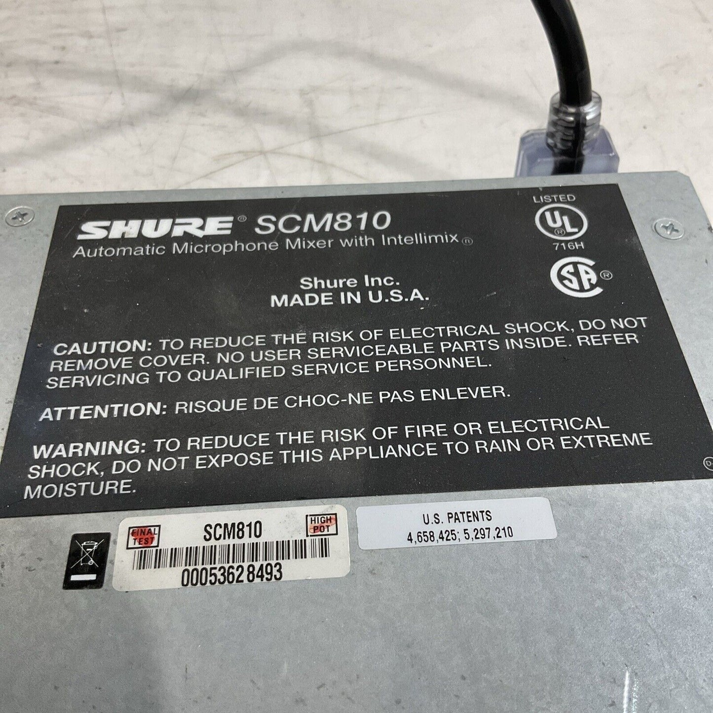 SURE SCM810 AUTOMATIC MICROPHONE MIXER WITH INTELLIMIX 120VAC 50/60HZ T9A