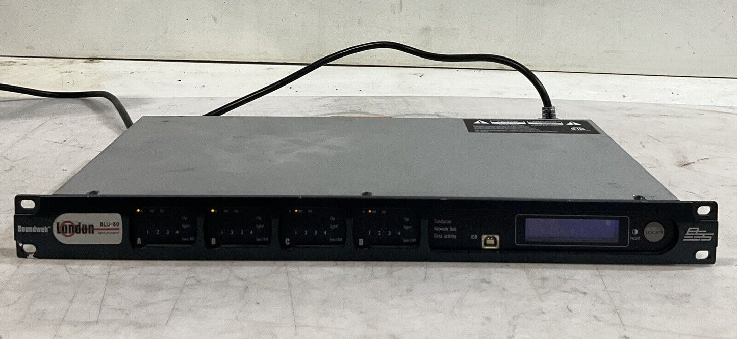 SOUNDWEB LONDON BSS BLU-80 12X4-U SIGNAL PROCESSOR LOCATOR 240VAC 50/60HZ T9S