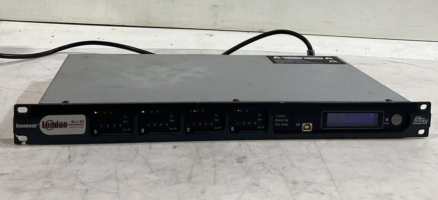 SOUNDWEB LONDON BSS BLU-80 12X4-U SIGNAL PROCESSOR LOCATOR 240VAC 50/60HZ T9S