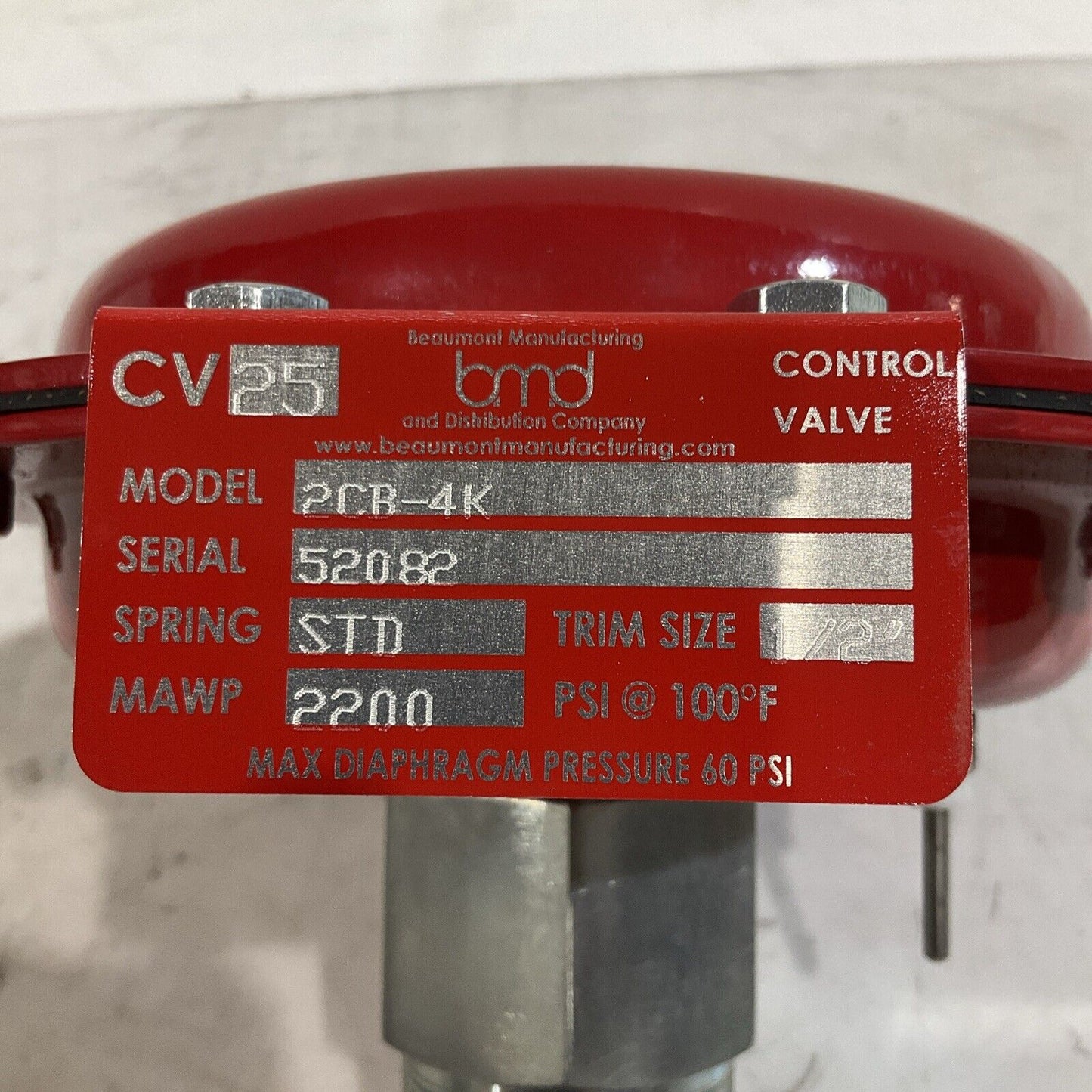 BMD CV25-2CB-4K VALVE CONTROL REVERSE CARBON STEEL NBR SEALS 1/2 STEM KYNAR K9S