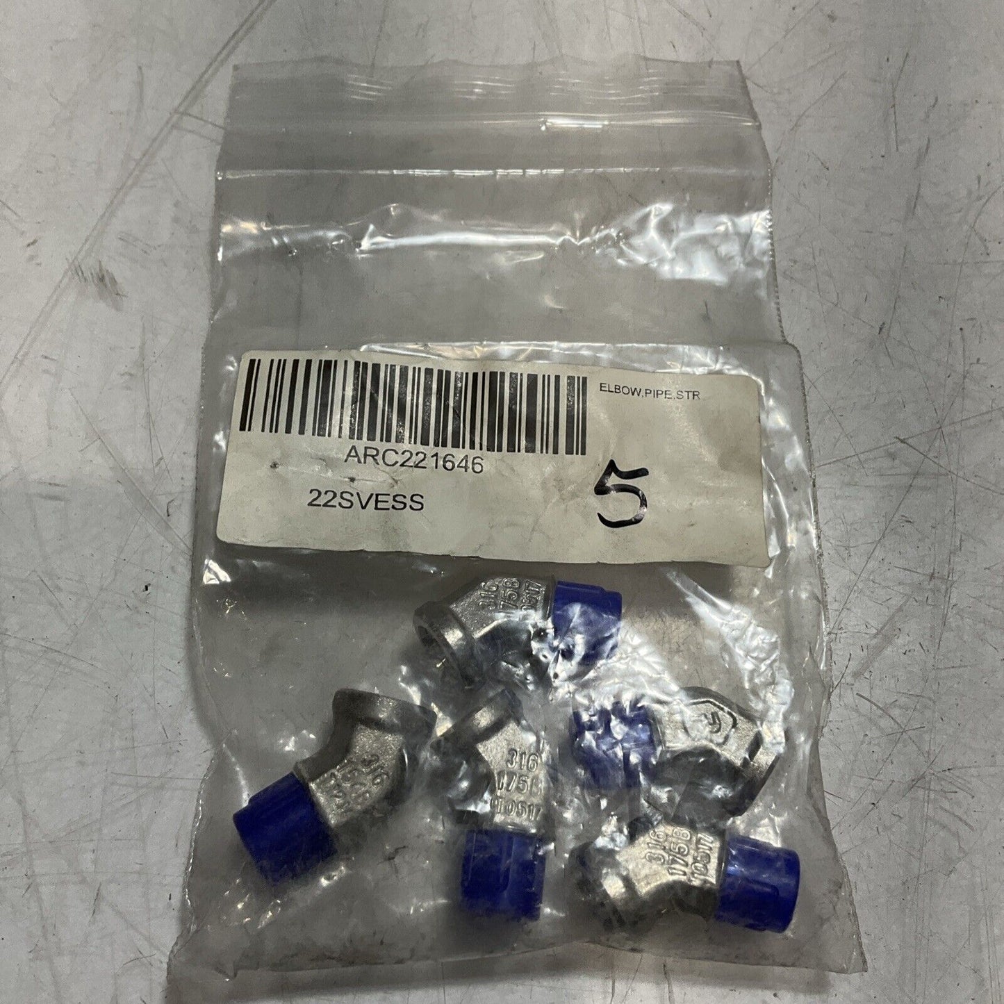 PARKER 22SVESS 45° ELBOW PIPE FITTINGS INSTRUMENTATION LOT OF 5 K9S