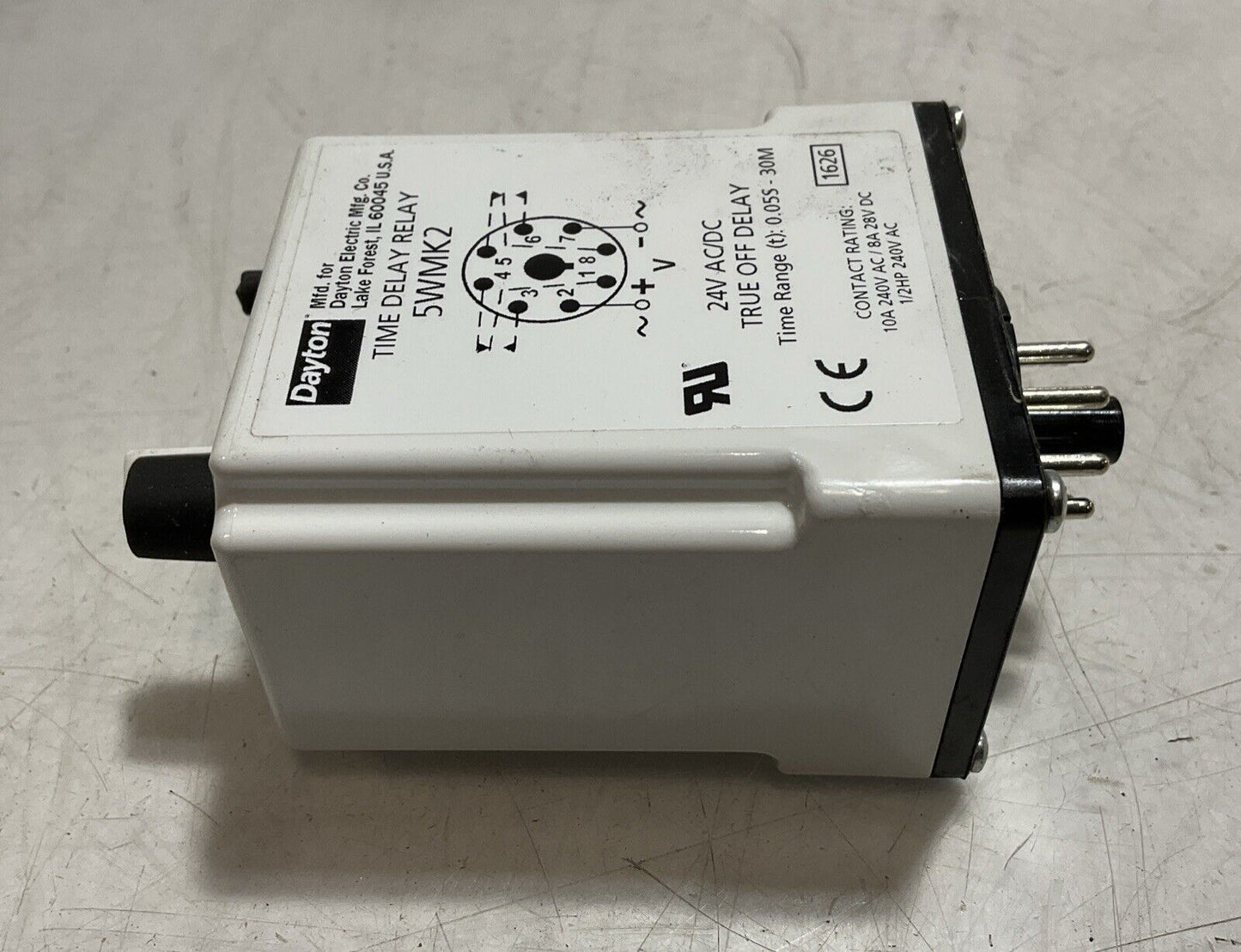 DAYTON 5WMK2 TIME DELAY RELAY TRUE OFF DELAY 24V AC/DC K9S