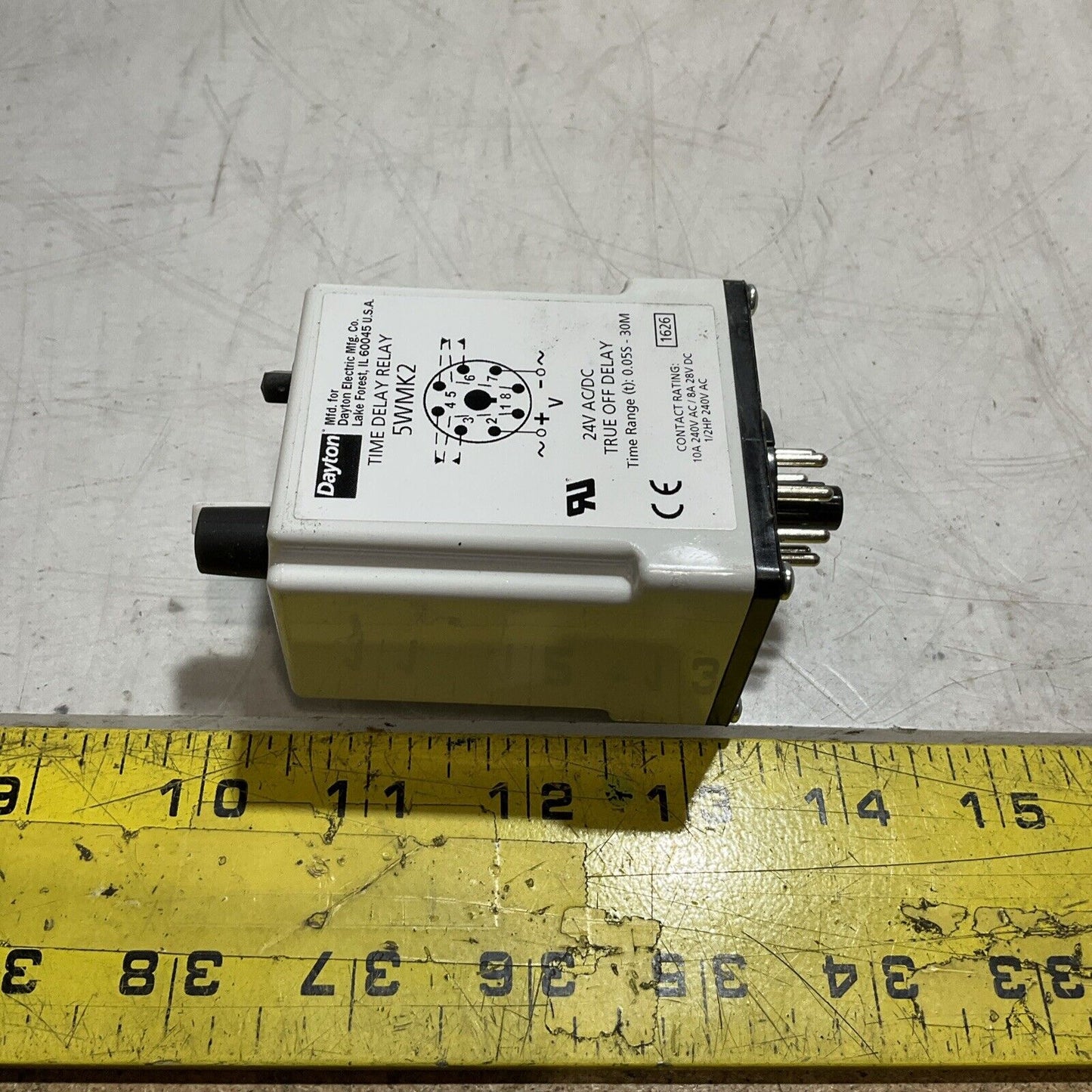 DAYTON 5WMK2 TIME DELAY RELAY TRUE OFF DELAY 24V AC/DC K9S