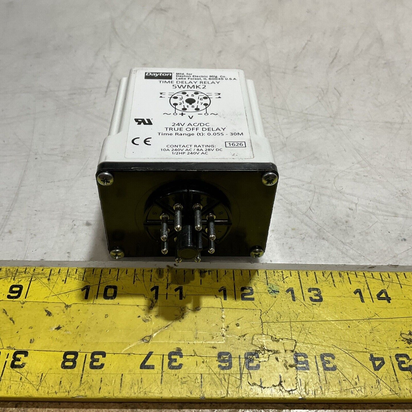 DAYTON 5WMK2 TIME DELAY RELAY TRUE OFF DELAY 24V AC/DC K9S
