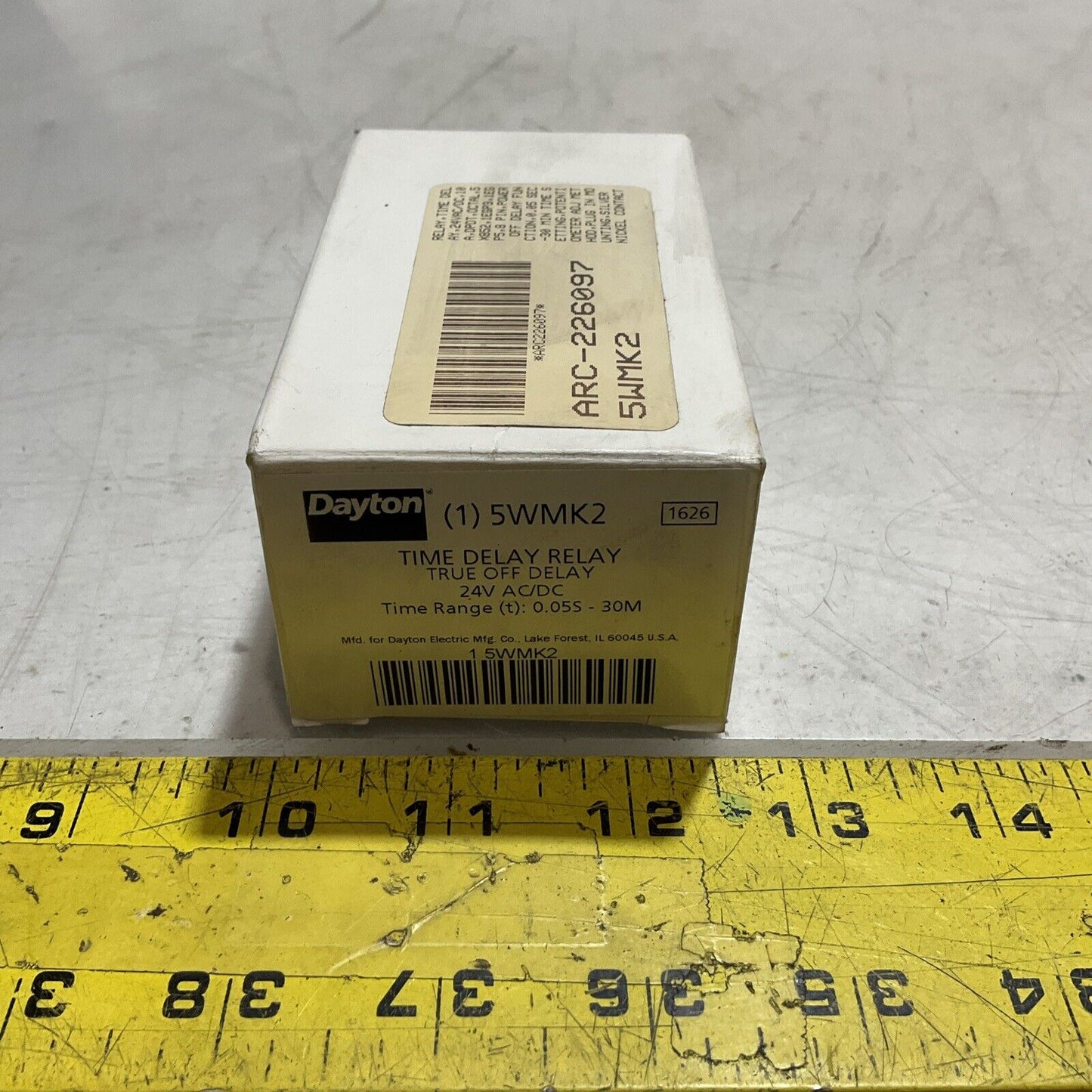 DAYTON 5WMK2 TIME DELAY RELAY TRUE OFF DELAY 24V AC/DC K9S