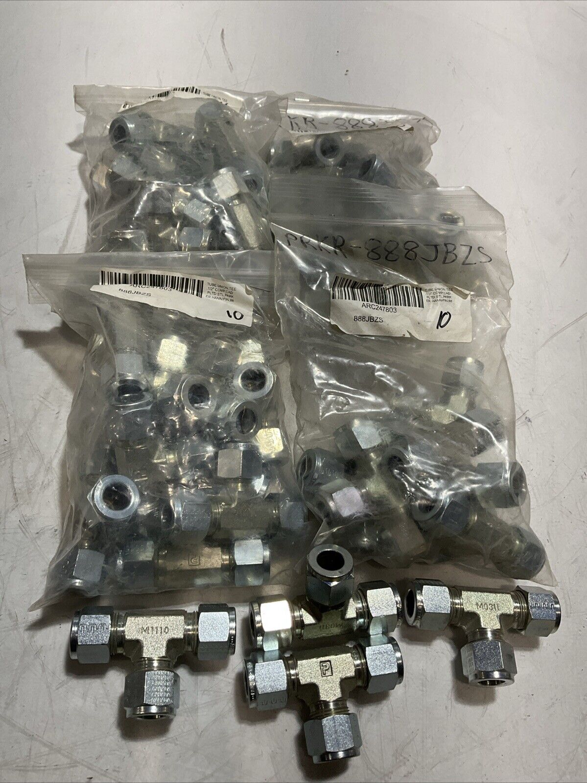 PARKER HANNIFIN 888JBZS CPI INCH TUBE UNION TEE 1/2”COMP CAD LOT OF 41 K9S