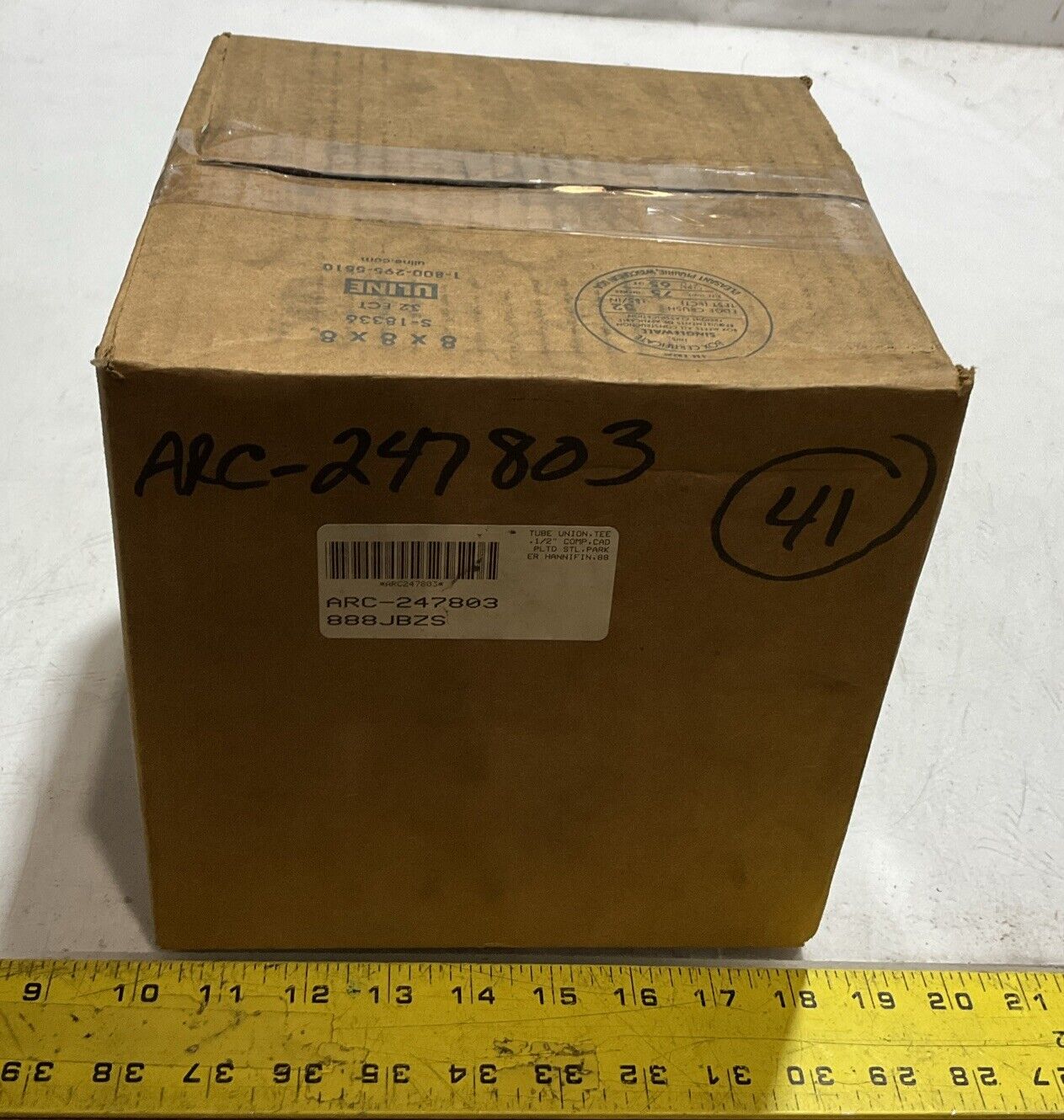PARKER HANNIFIN 888JBZS CPI INCH TUBE UNION TEE 1/2”COMP CAD LOT OF 41 K9S
