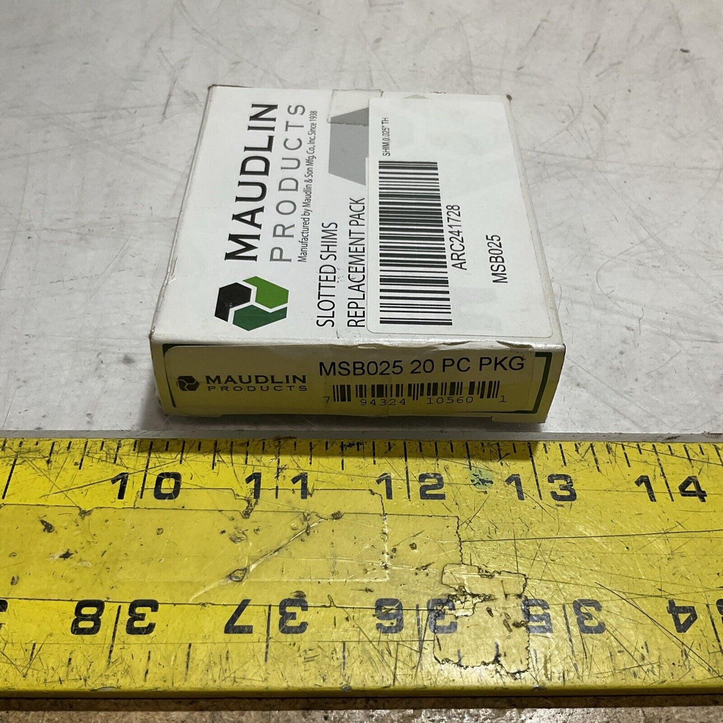 MAUDLIN PRODUCTS MSBO25 SLOTTED SHIMS SIZE 0.025 REPLACEMENT PACK LOT OF 20 K9S