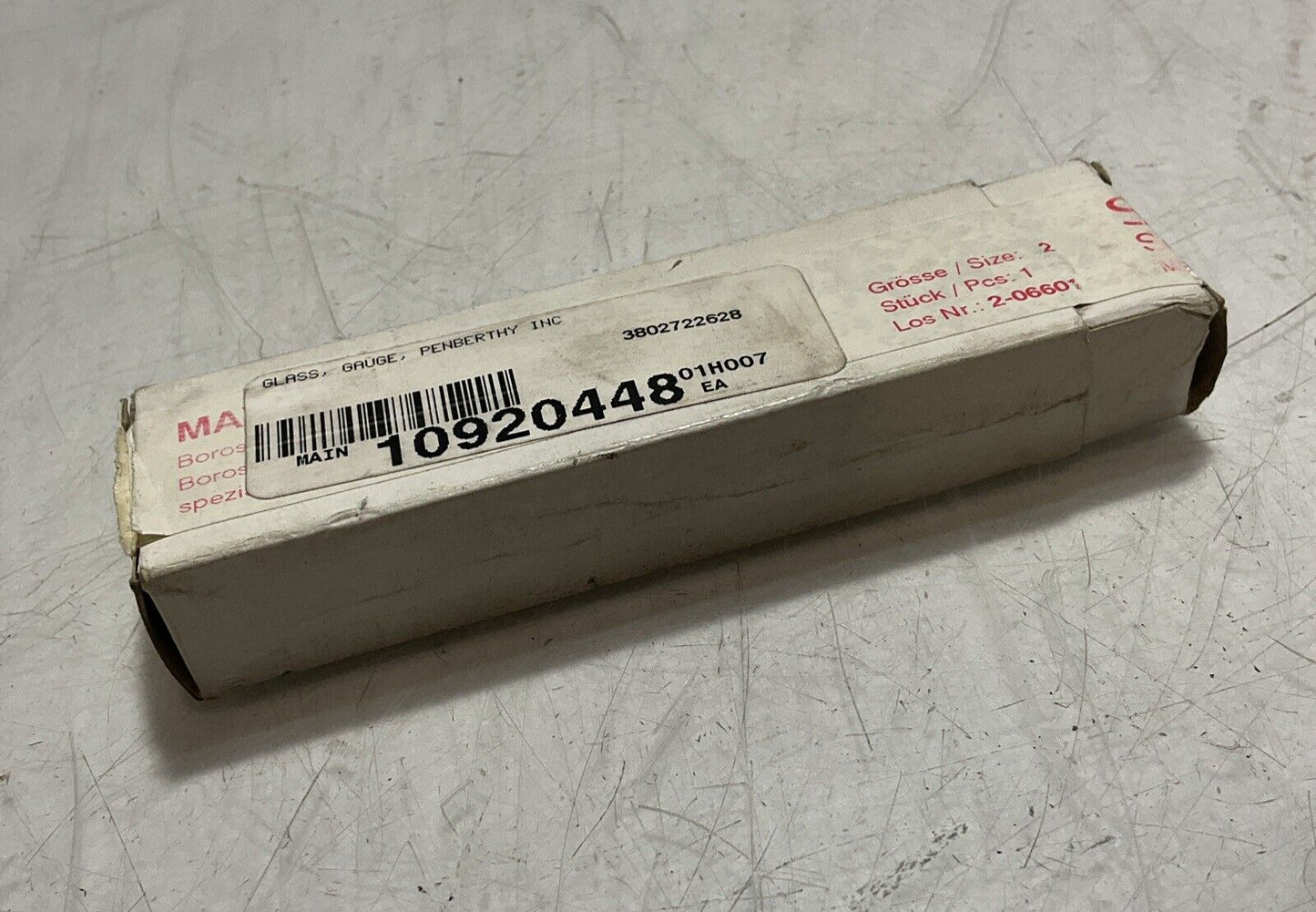 SCHOTT MAXOS 2-06601 GLASS , GAUGE PENBERTHY 140 X 34 X 17 SIZE 2 U3S