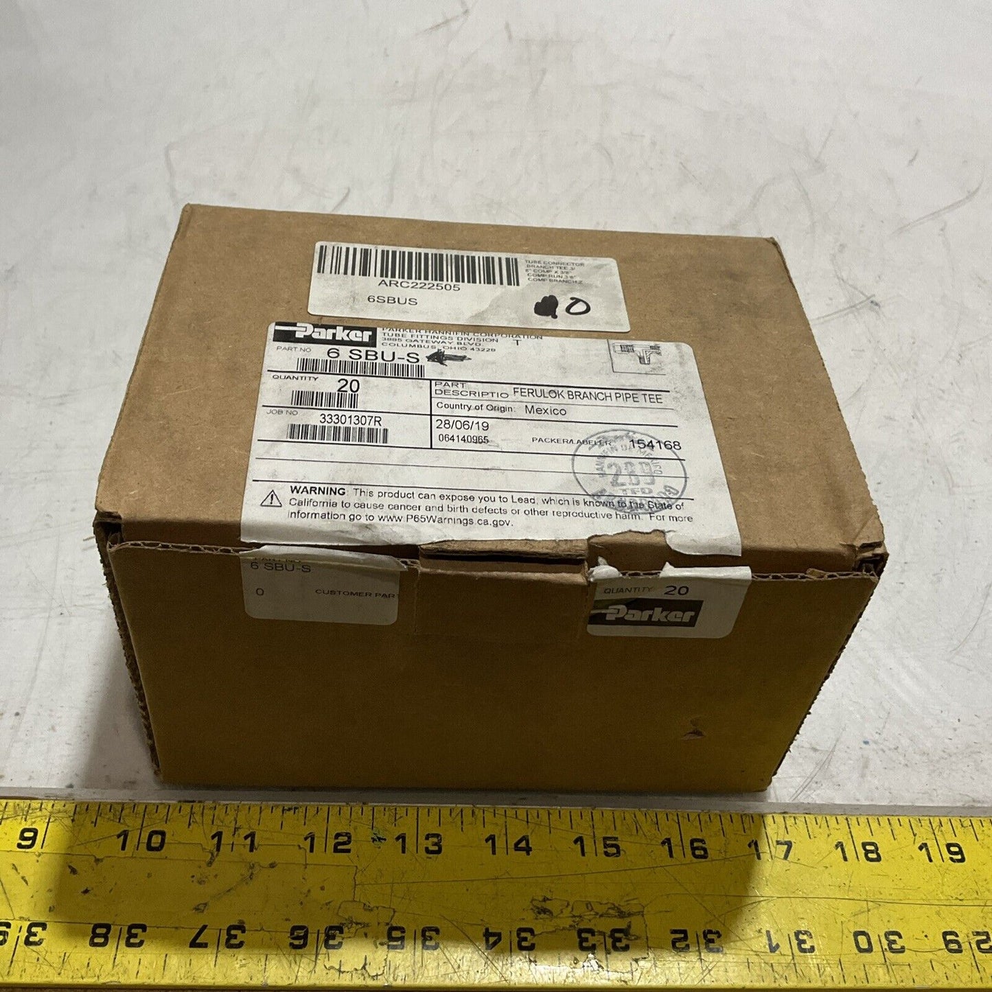 PARKER 6SBU-S FERULOK BRANCH PIPE TEE TUBE CONNECTION LOT OF 32 K9S