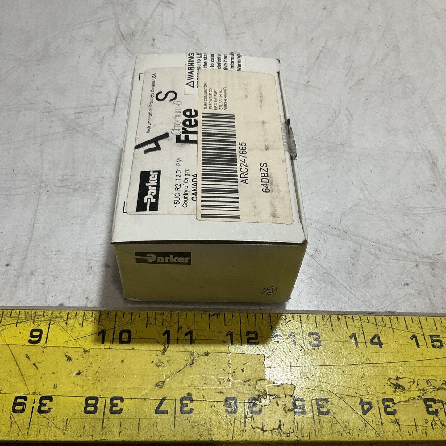 PARKER 64DBZS TUBE FITTING CONNECTOR ELBOW 3/8 CO MPX1 LOT OF 4 K9S