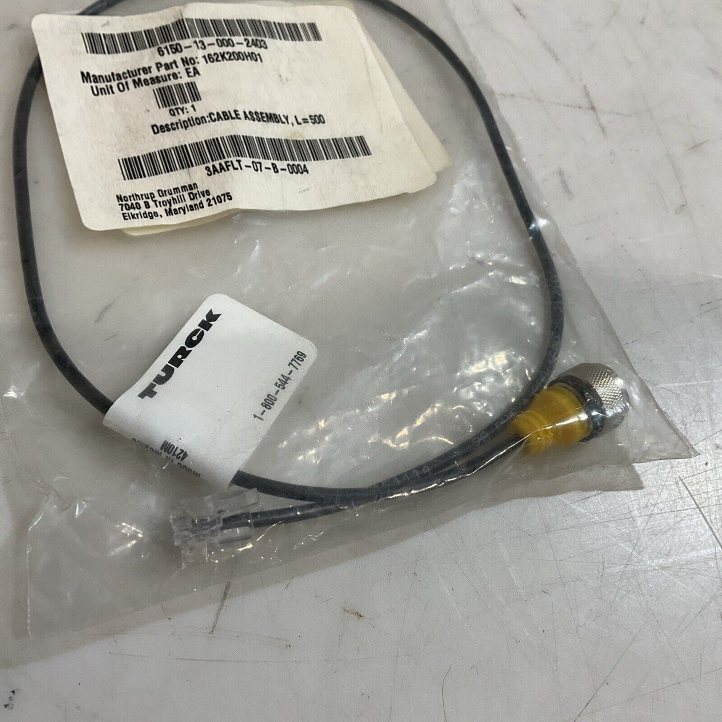 TURCK 162K200H01 ID# US-17248 CABLE ASSEMBLY 150V U3S