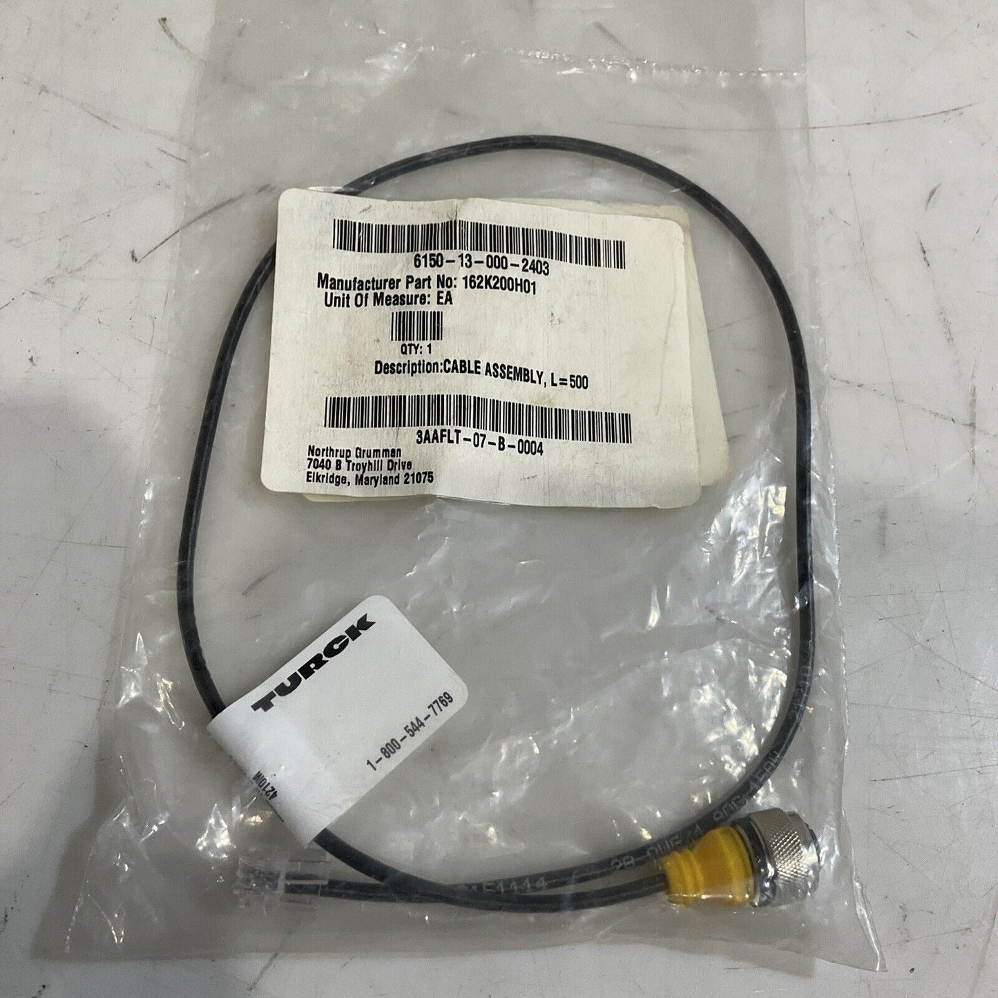 TURCK 162K200H01 ID# US-17248 CABLE ASSEMBLY 150V U3S