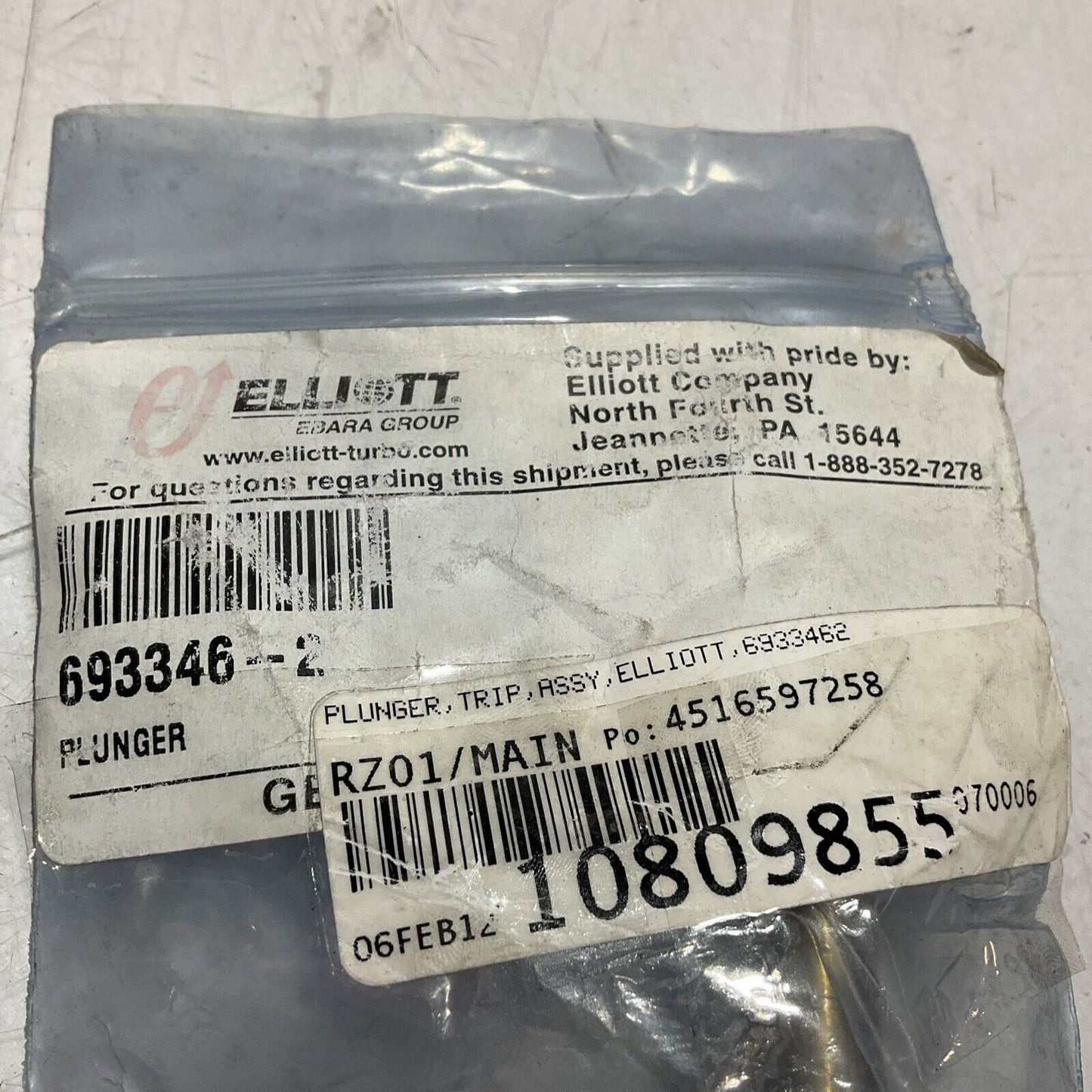 ELLIOTT 693346-2 BRASS PLUNGER TRIP ASSEMBLY U3S