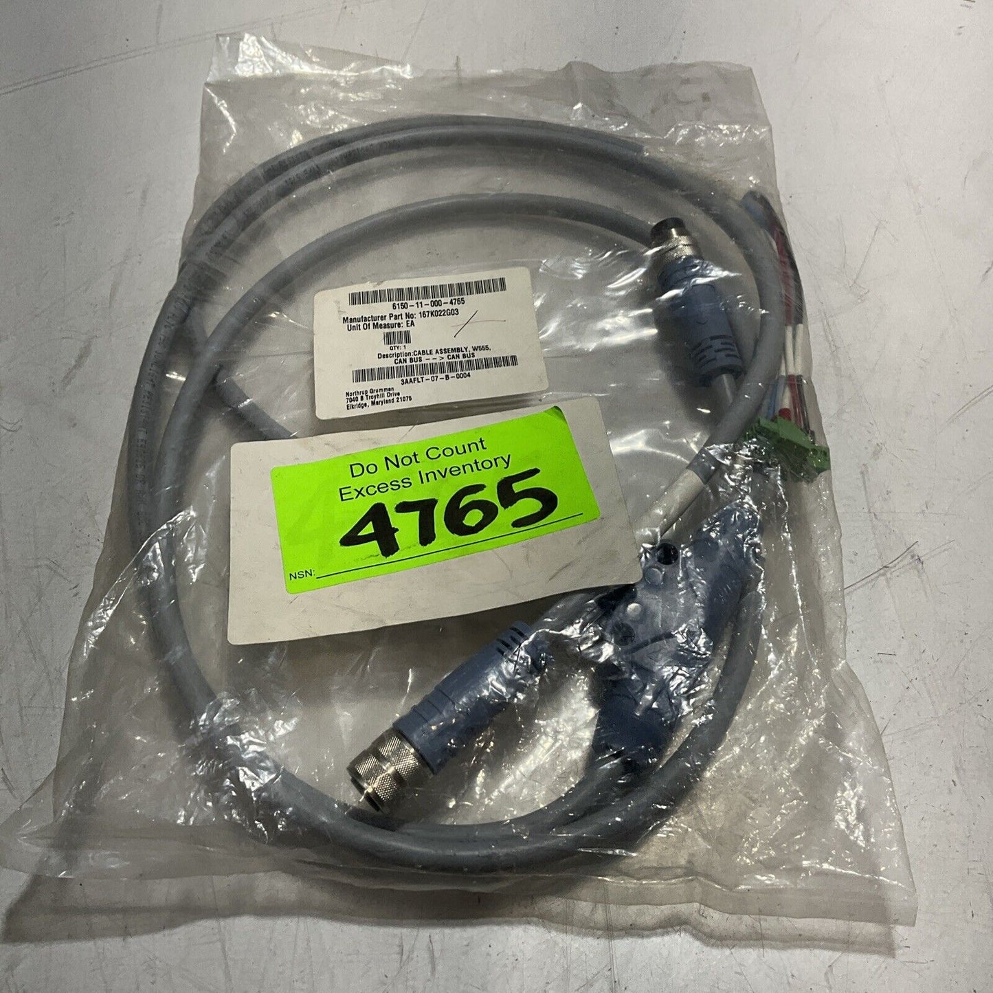 TURCK CABLE ASSEMBLY W555, CAN BUS AWM 80C , 300V 3910V U3S