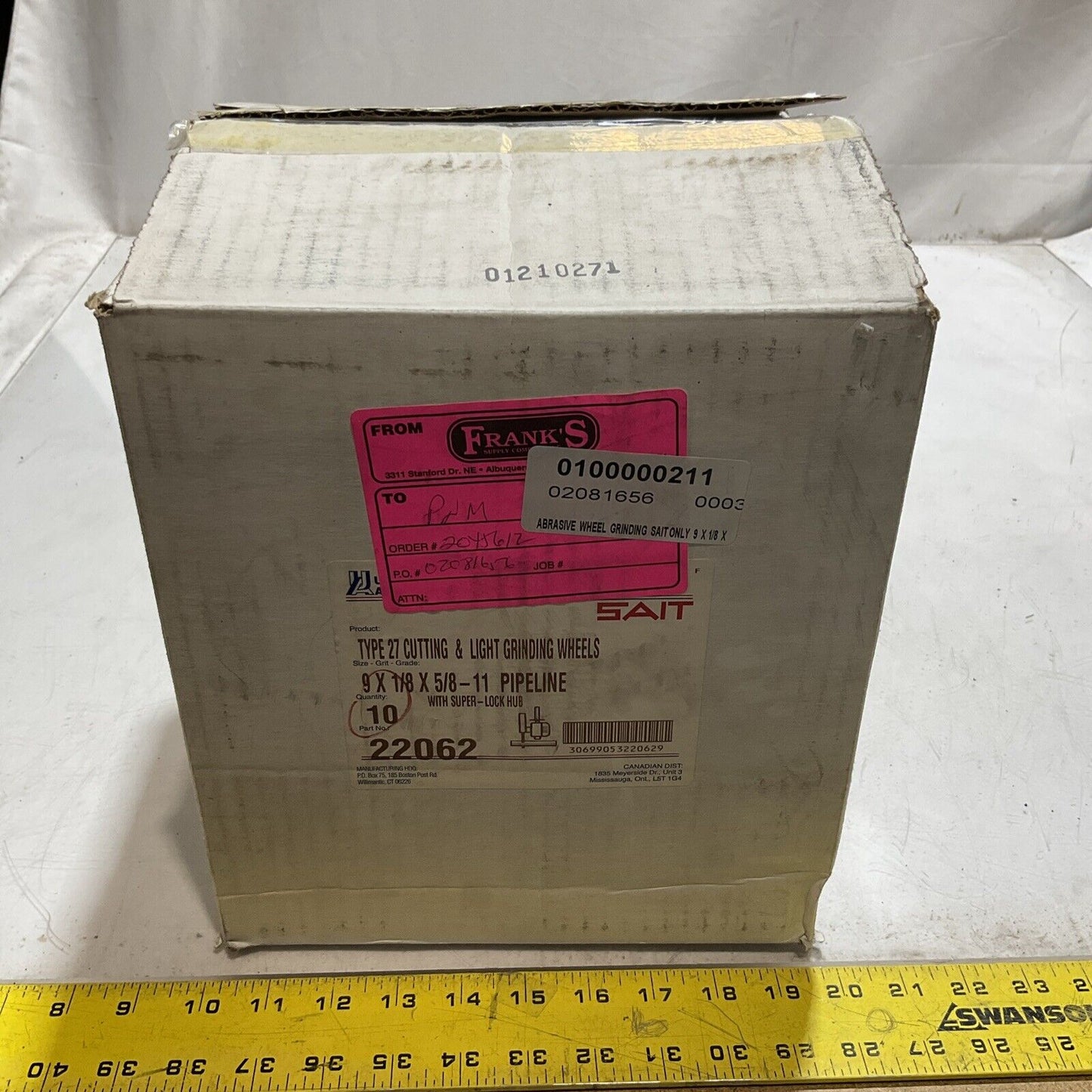SAIT A24R-BF 22062/279X1/8 CUTTING & LIGHT GRINDING WHEELS RPM6,600MAX QTY10 373