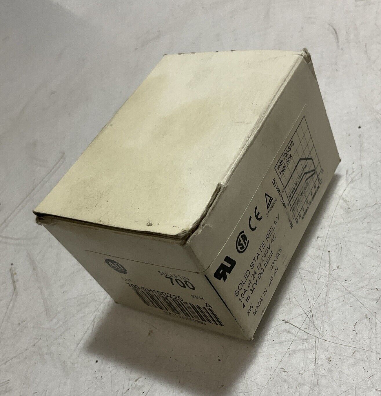 A-B ALLEN-BRADLEY 700-SH10GZ25 SOLID STATE RELAY 10A-24/ 240VAC 4-32V INPUT U3S