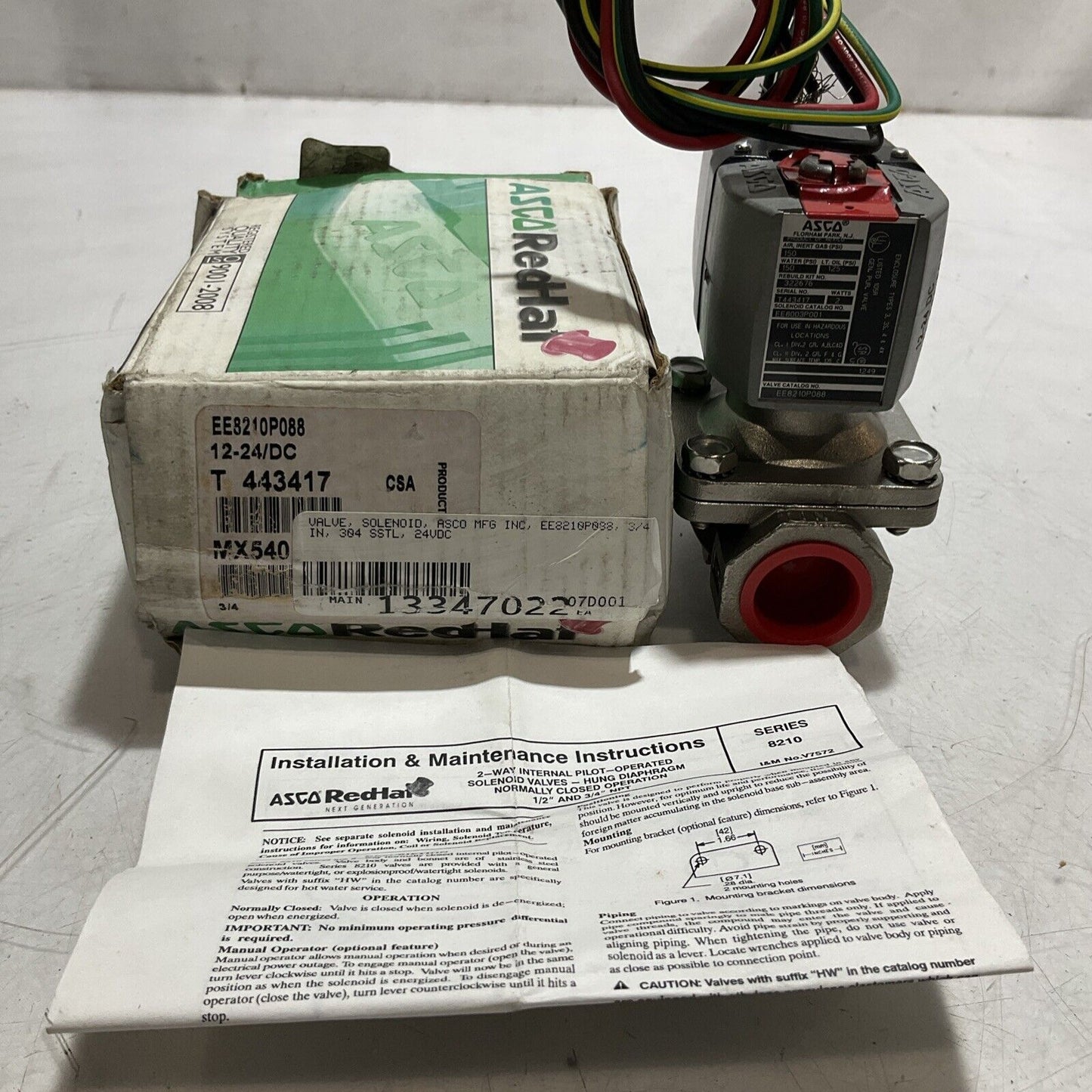 ASCO RED HAT EE8003P001 EE8210PO88 VALVE SOLENOID 150PSI 2WATTS U3S