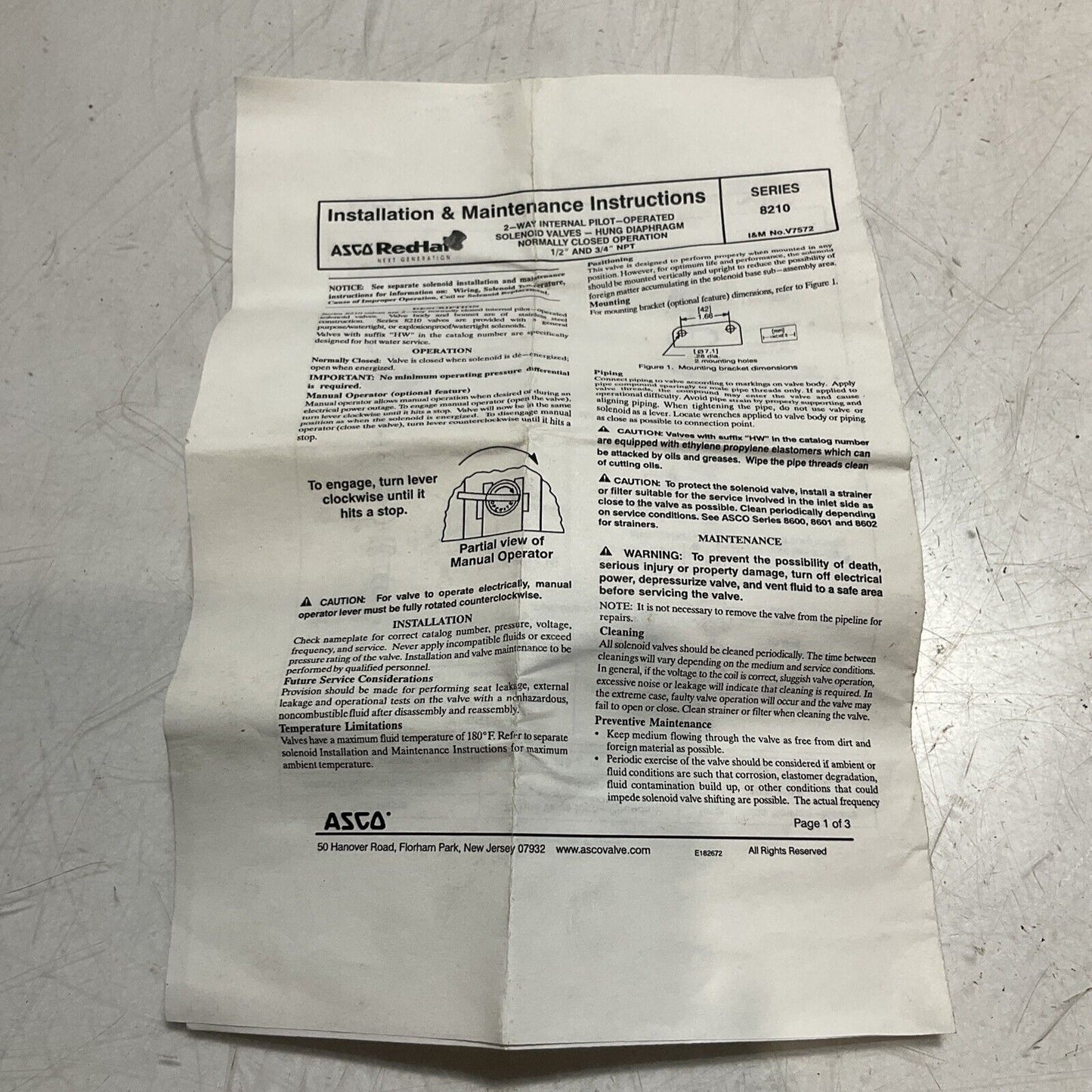 ASCO RED HAT EE8003P001 EE8210PO88 VALVE SOLENOID 150PSI 2WATTS U3S