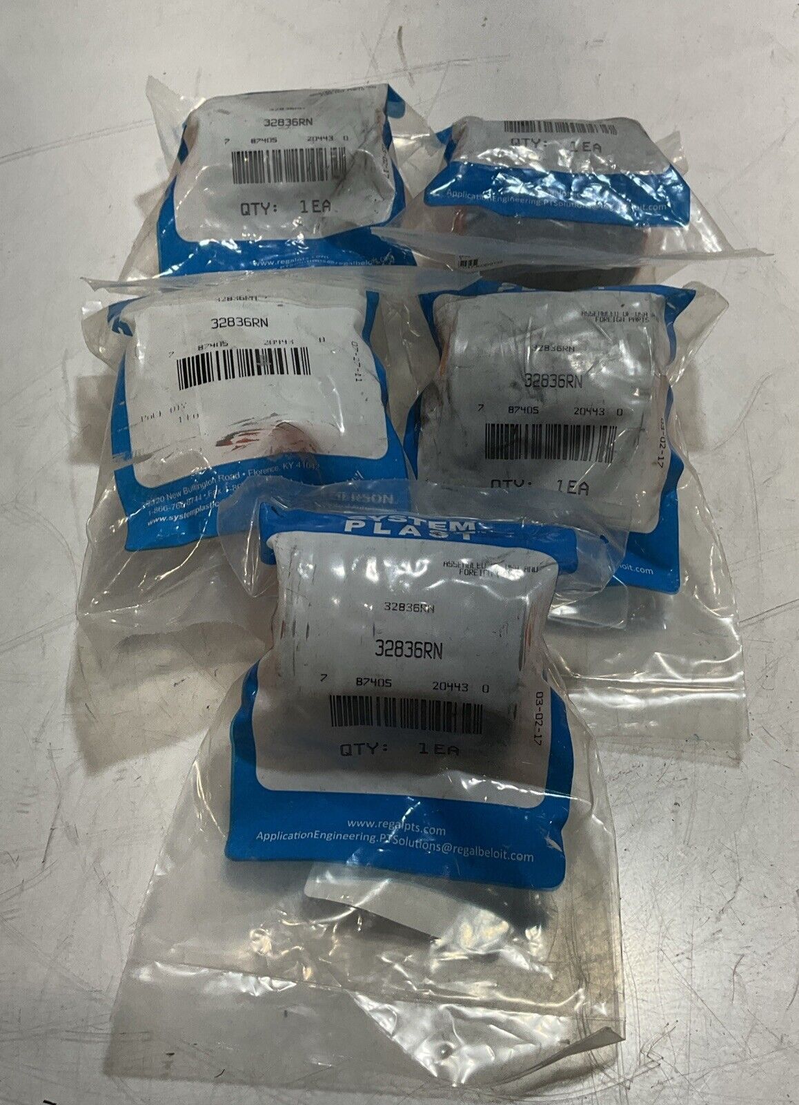 EMERSON SYSTEM PLAST 32836RN R3B-75-60 RETURN ROLLER LOT OF 5 U3S