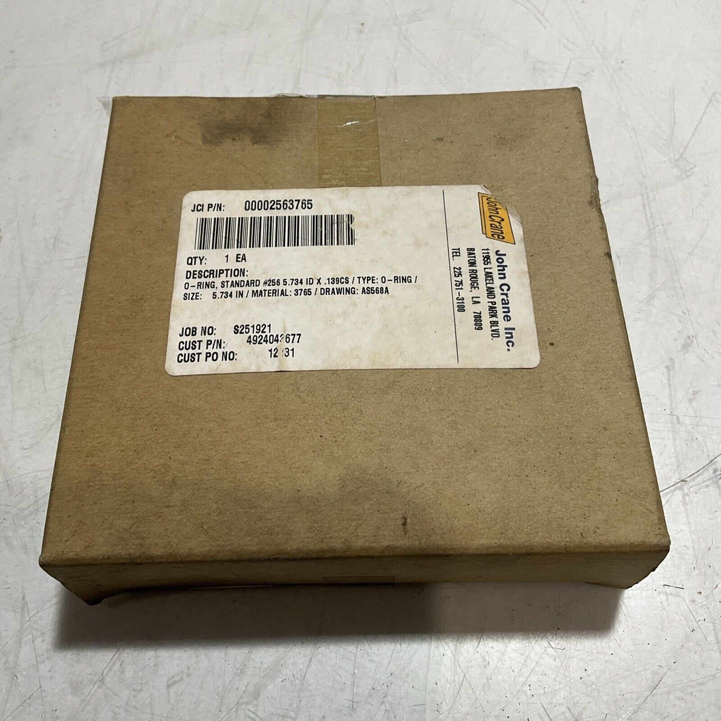 JOHN CRANE 00002567365 O-RING STANDARD #2565.734 ID X 139CS DRAWING AS568A U3S
