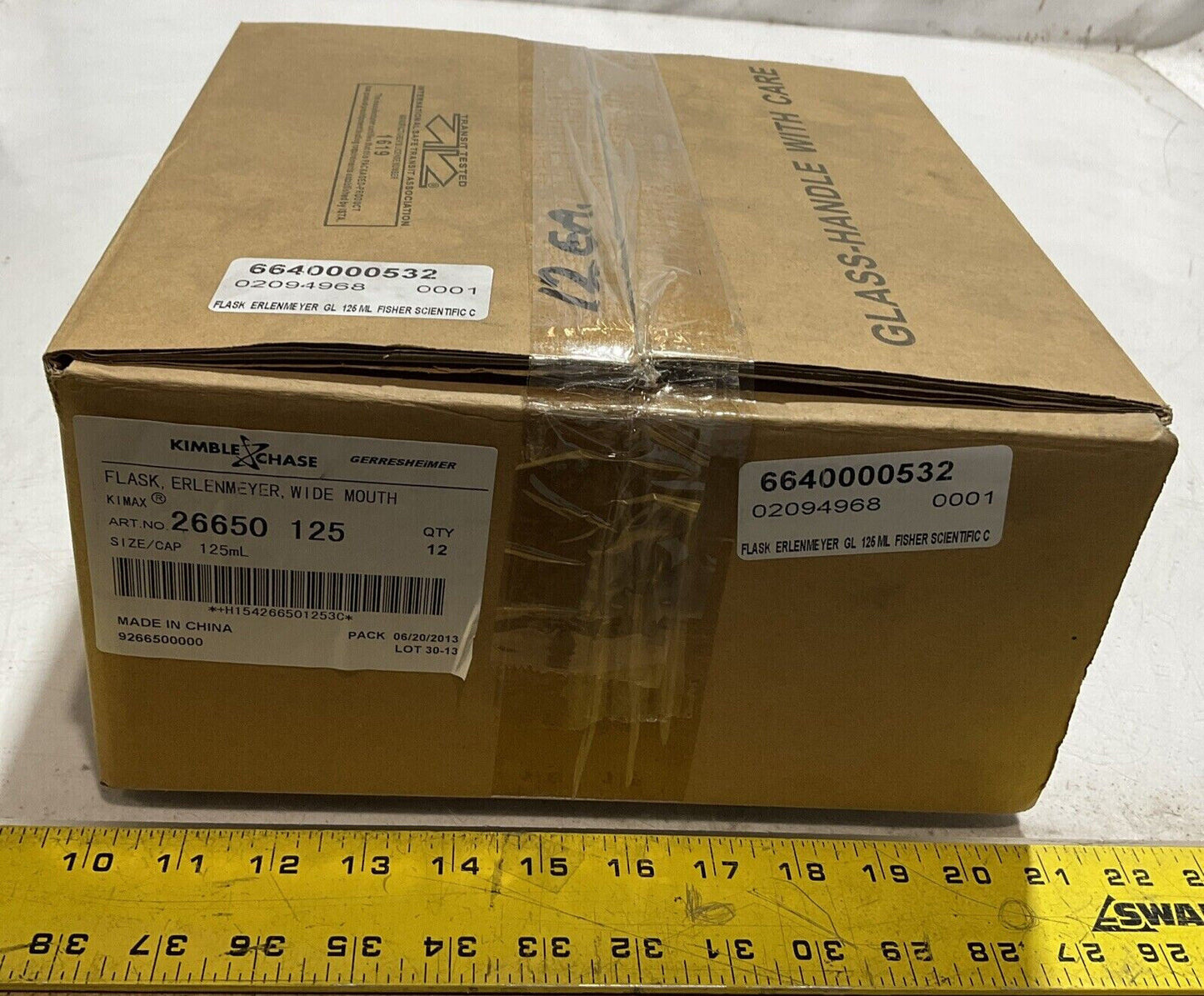 KIMBLE CHASE 26650 FISHER SCIENTIFIC-ERLENMEYER WIDE MOUTH FLASK 125ML QTY12 373