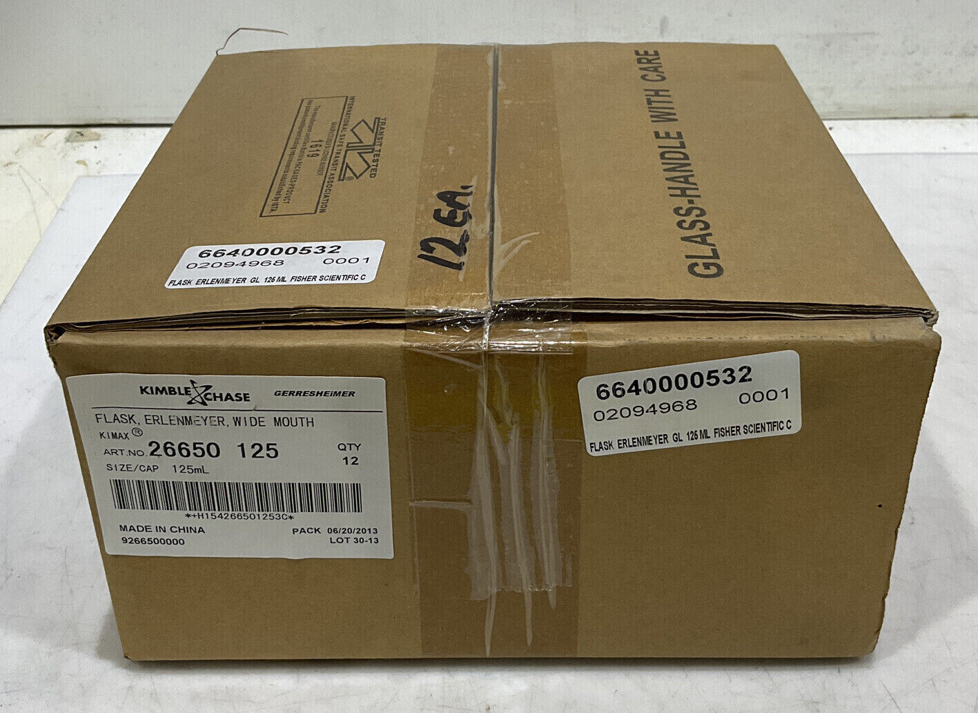 KIMBLE CHASE 26650 FISHER SCIENTIFIC-ERLENMEYER WIDE MOUTH FLASK 125ML QTY12 373
